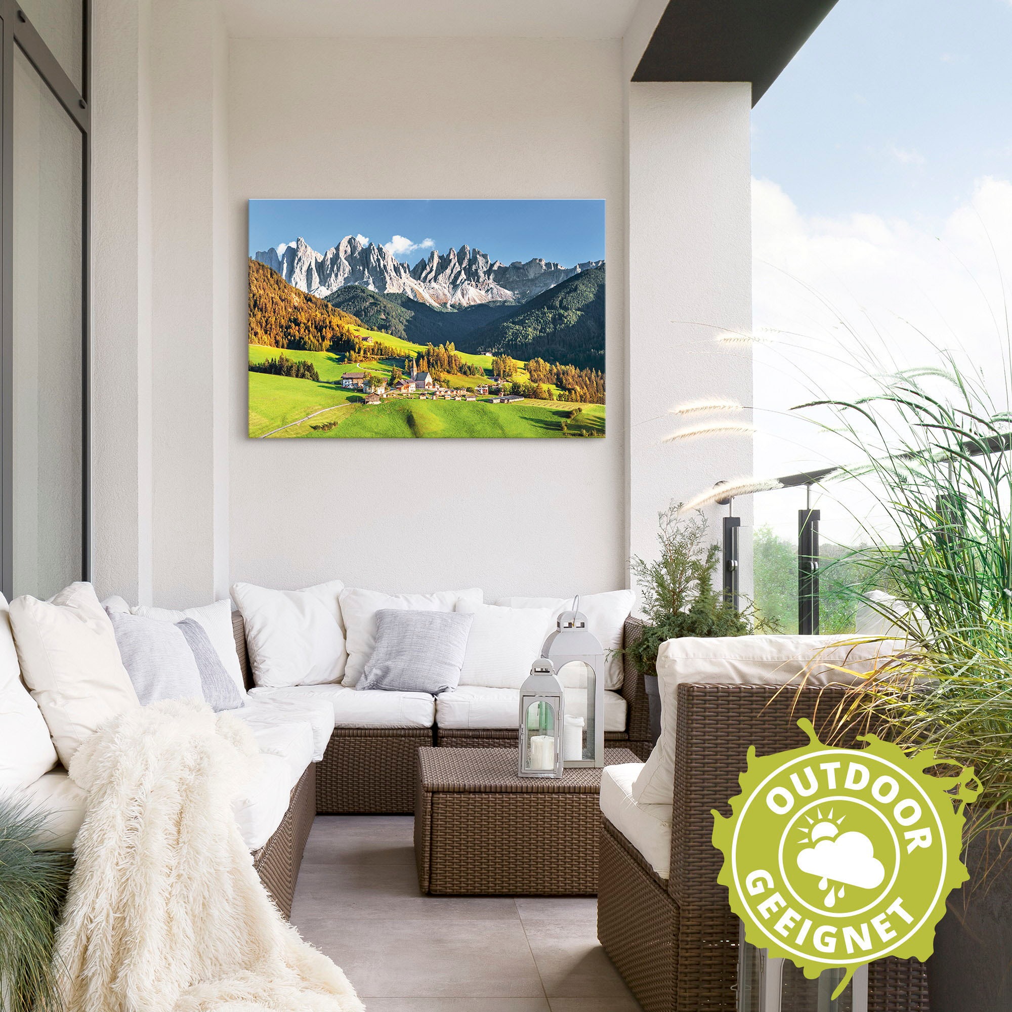 Artland Wandbild »Alpen Berge Santa Maddalena«, Berge & Alpenbilder, (1 St.), als Alubild, Outdoorbild, Leinwandbild, Poster in verschied. Grössen