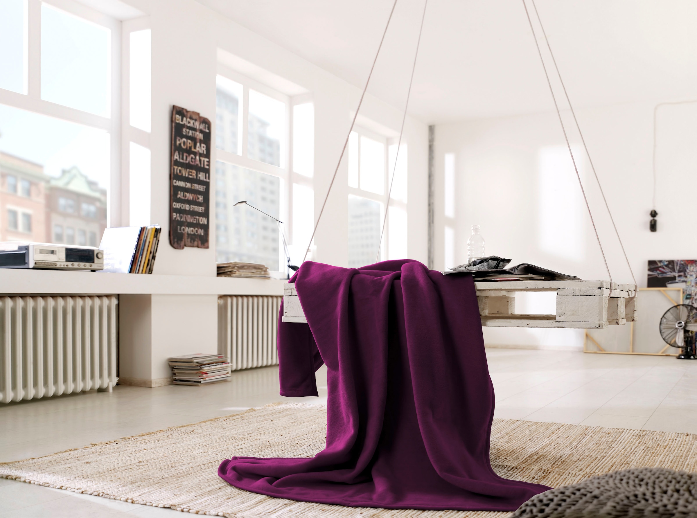 Biederlack Wohndecke »Cotton Home«, im Uni Design, Kuscheldecke