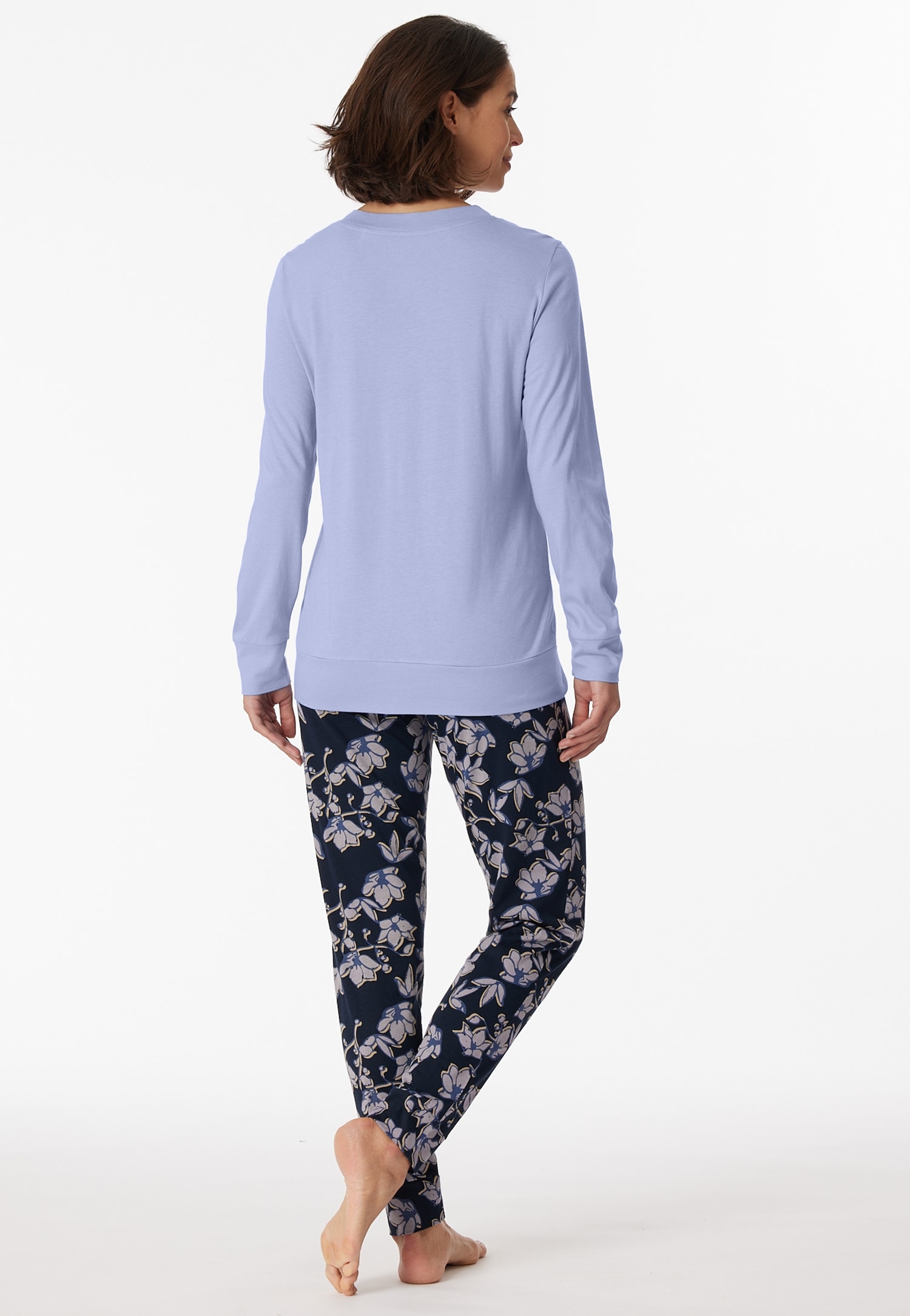 Schiesser Pyjama »Schlafanzug lang«, (Set, 2 tlg.), unifarbenes Oberteil  mit gemusterter Hose online kaufen bei Jelmoli-Versand Schweiz