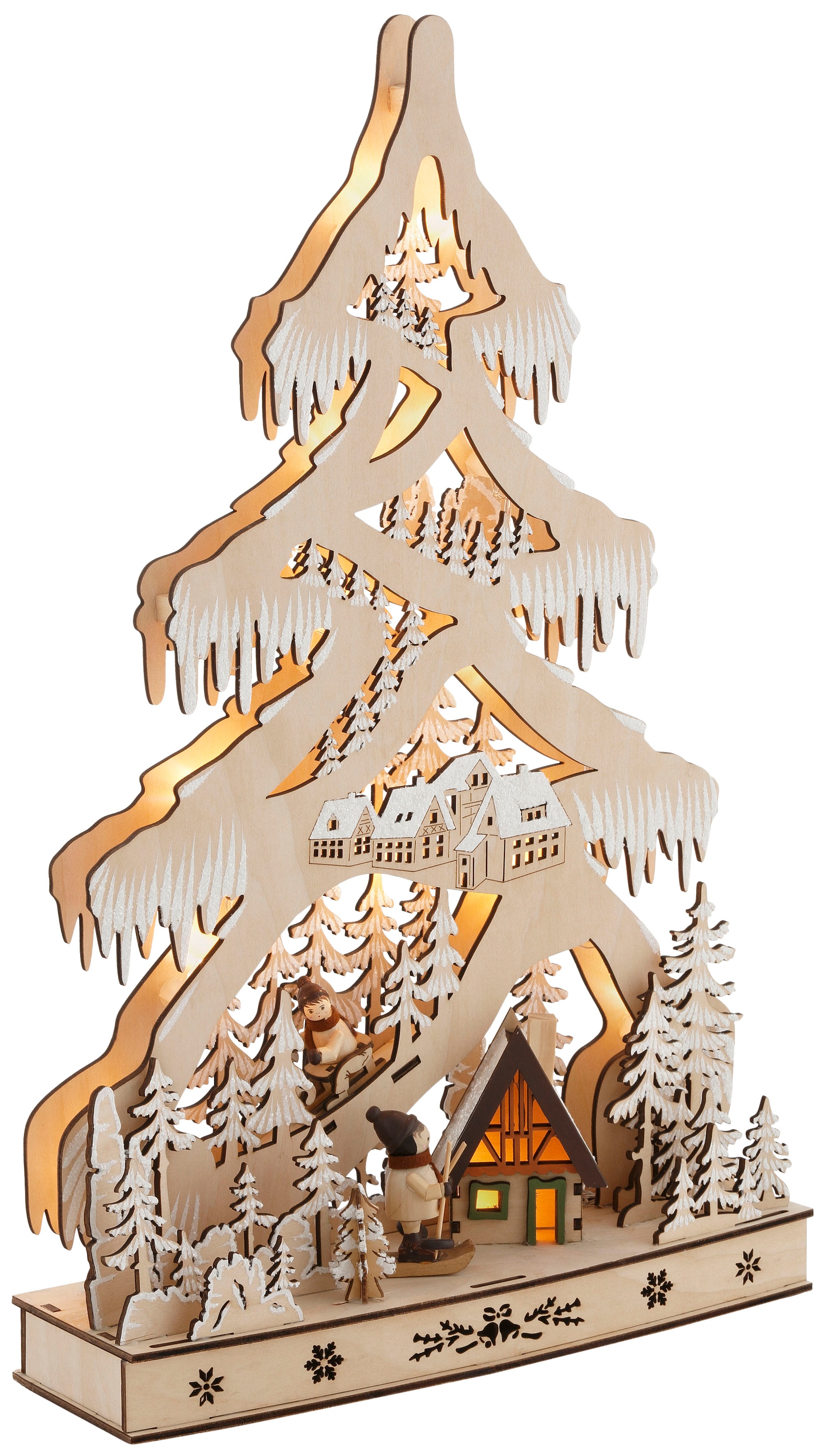 Home affaire LED Baum »Schneelandschaft«, mit Hütte und Skifahrern, Höhe  ca. 48 cm online