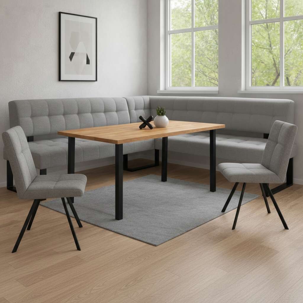 Home affaire Esszimmerstuhl "Mia Essstuhl, Wohnstuhl, Polsterstuhl, 4-Fußstuhl" (Set) 2 Stk.mit schwarz pulverbeschichteten Metallbeinen, gepolstert, modern