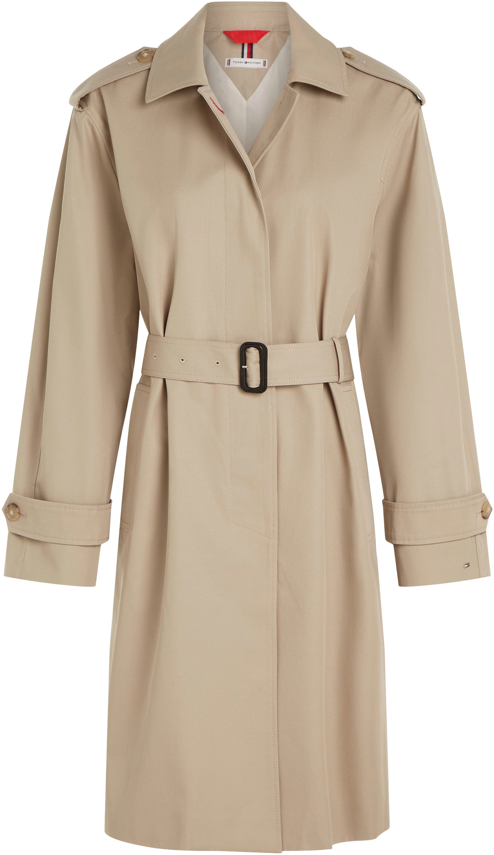 Tommy Hilfiger Trenchcoat »COTTON SB BELTED COAT«, mit geknöpften Schulterträgern