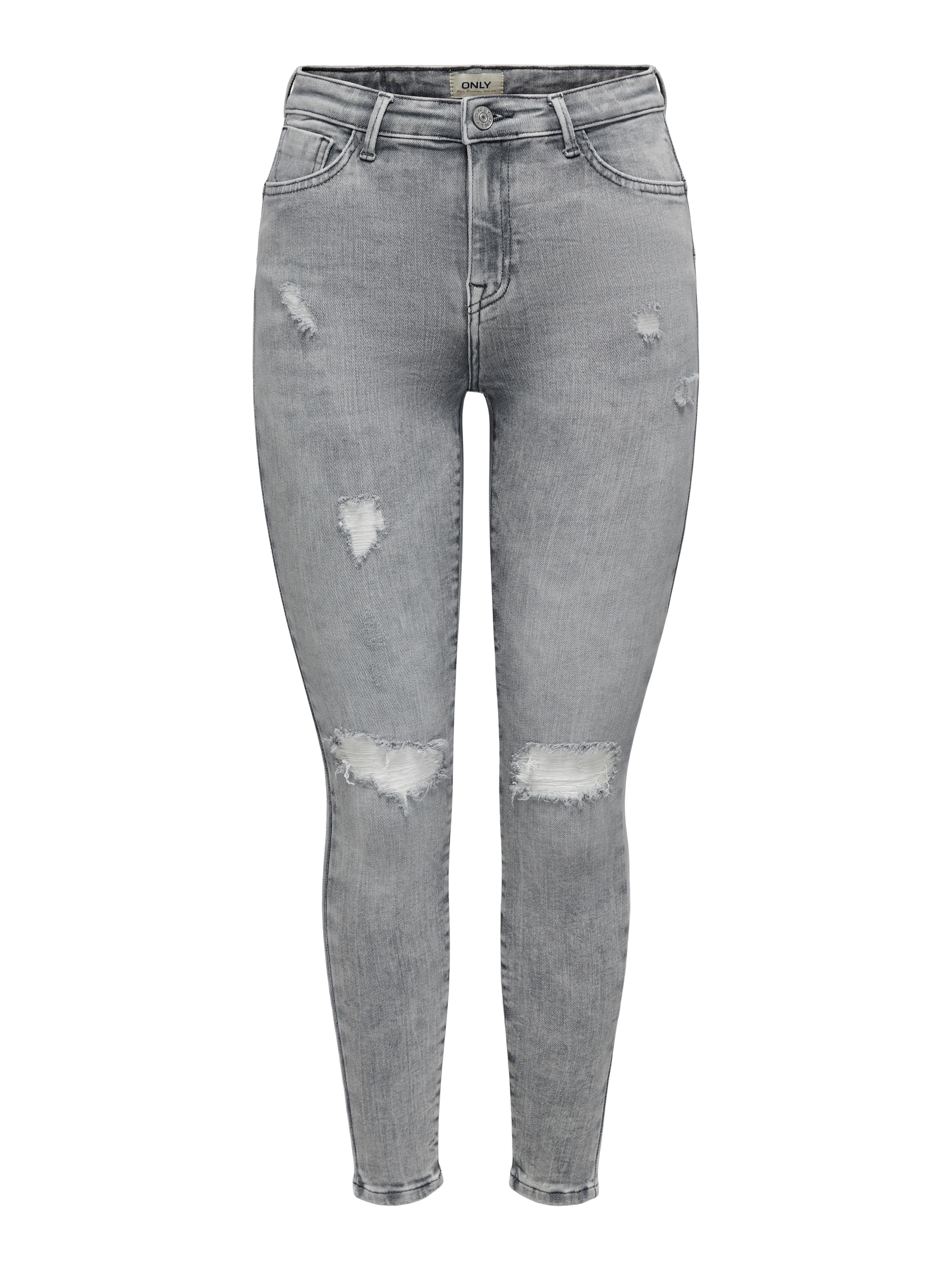 ONLY Skinny-fit-Jeans "ONLPOWER MW PUSH UP ANK DES DNM AZ" mit Destroyed-Details