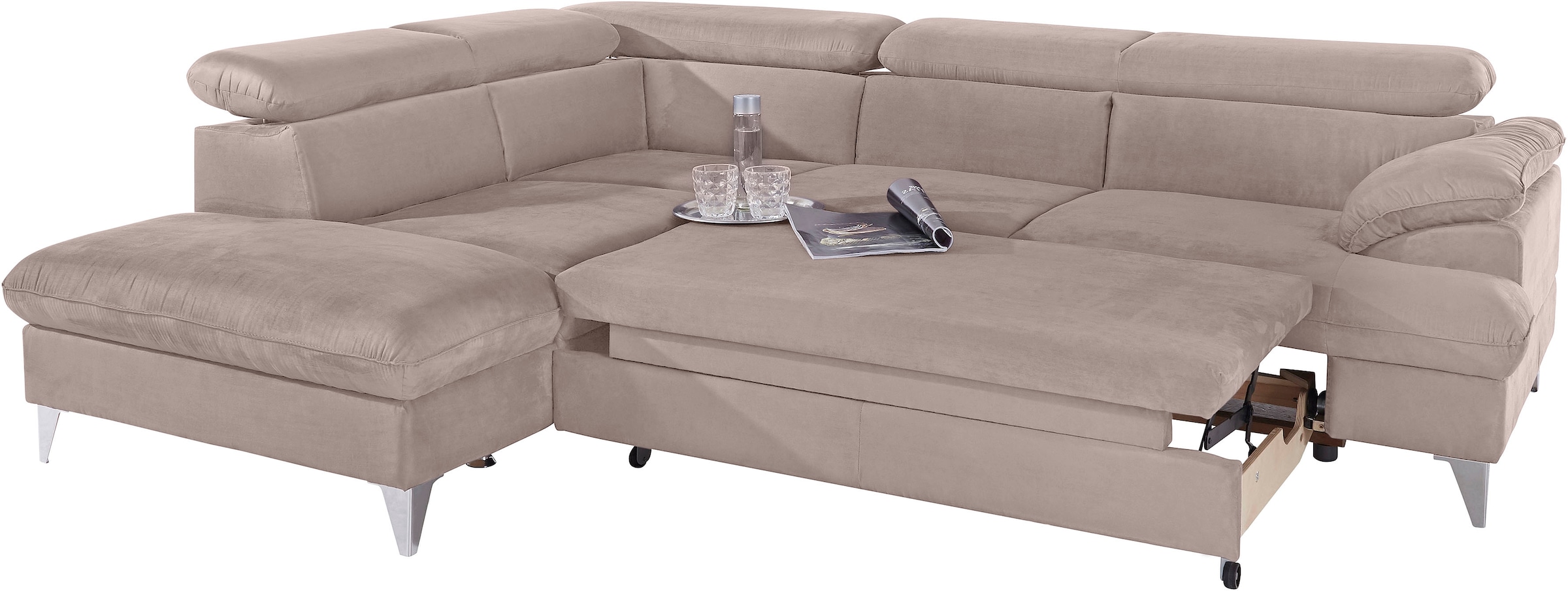 COTTA Ecksofa »Caluso L-Form«, mit Kopfteilverstellung, wahlweise mit Bettfunktion & Bettkasten