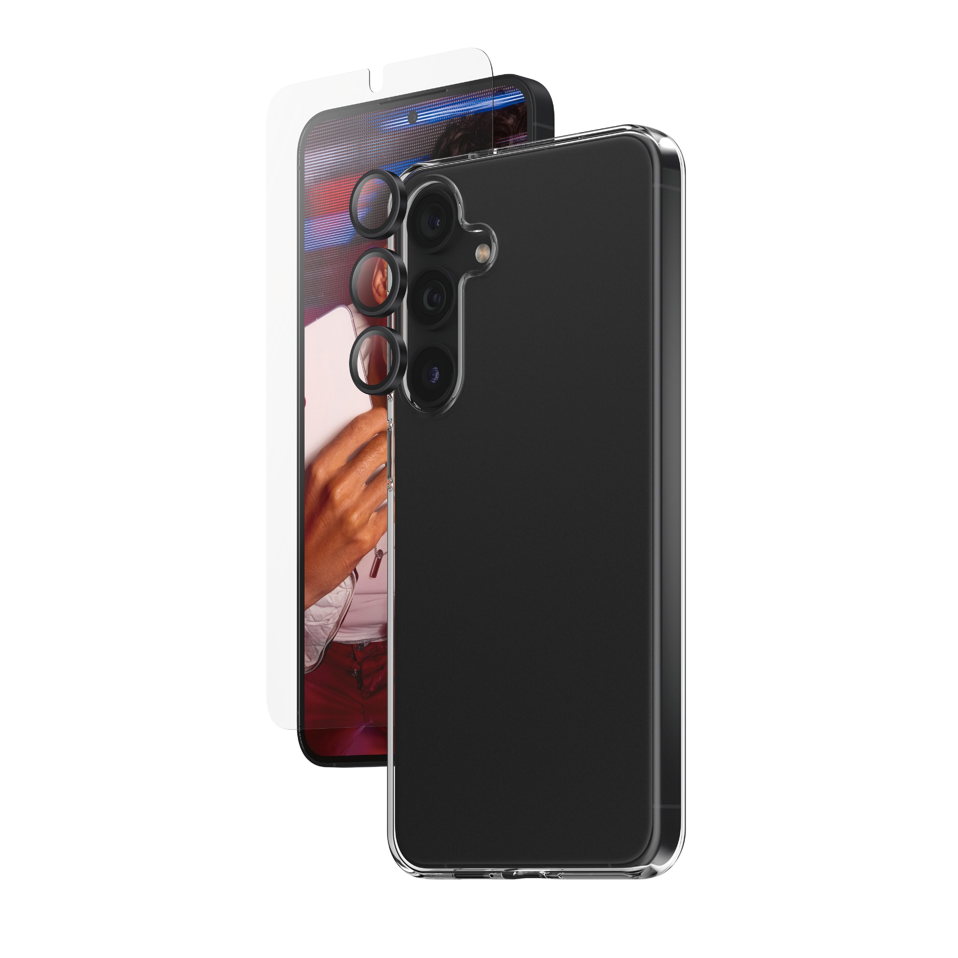 SAFE by PanzerGlass Displayschutzglas »3-in-1 Bundle Set Screen Protector, Case und Camera Lens Protector«, für Samsung Galaxy S24+, Displayschutzfolie, stossfest, kratzbeständig
