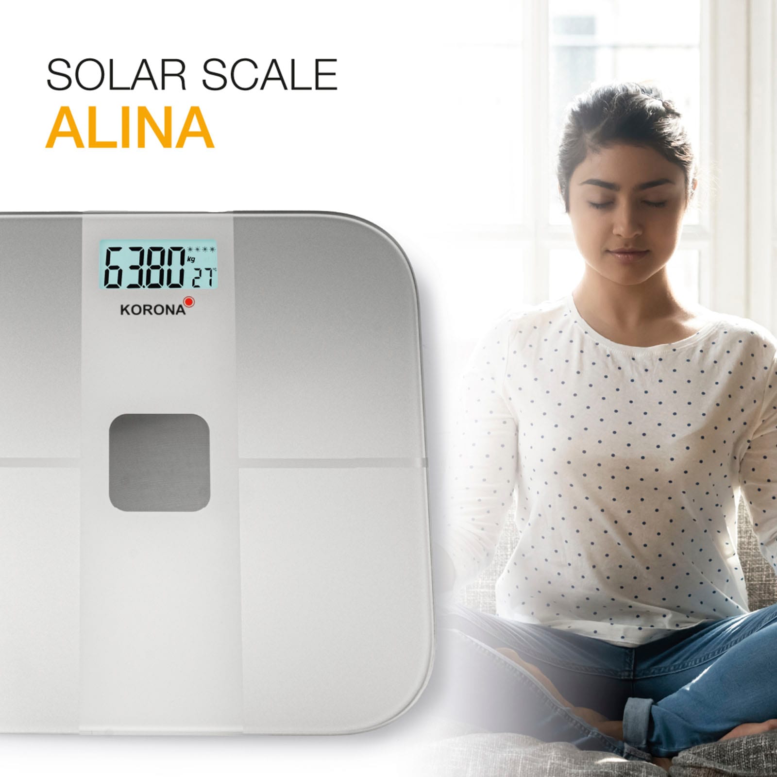 KORONA Personenwaage »73165 Alina«, Batterielose Solarwaage, Nachhaltig