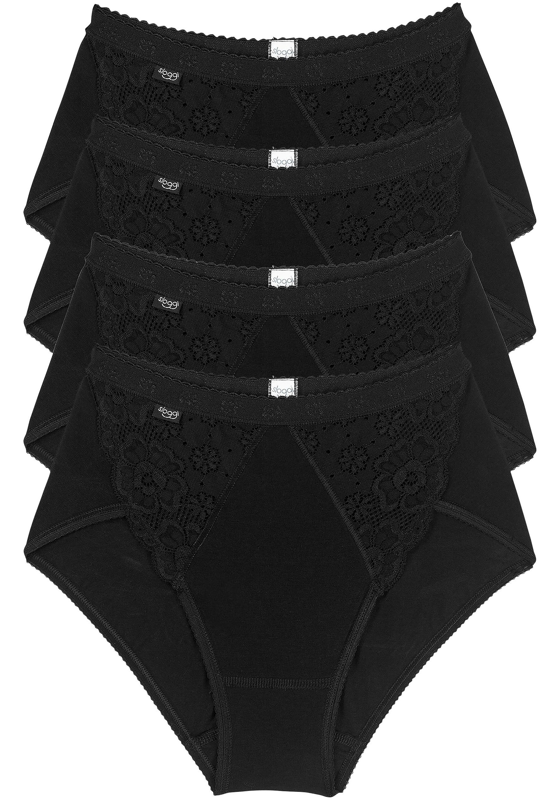 sloggi Midislip »Chic« 4er Pack, elastische Spitzeneinsätze, weiche Nähte, Baumwoll-Mix, feminin