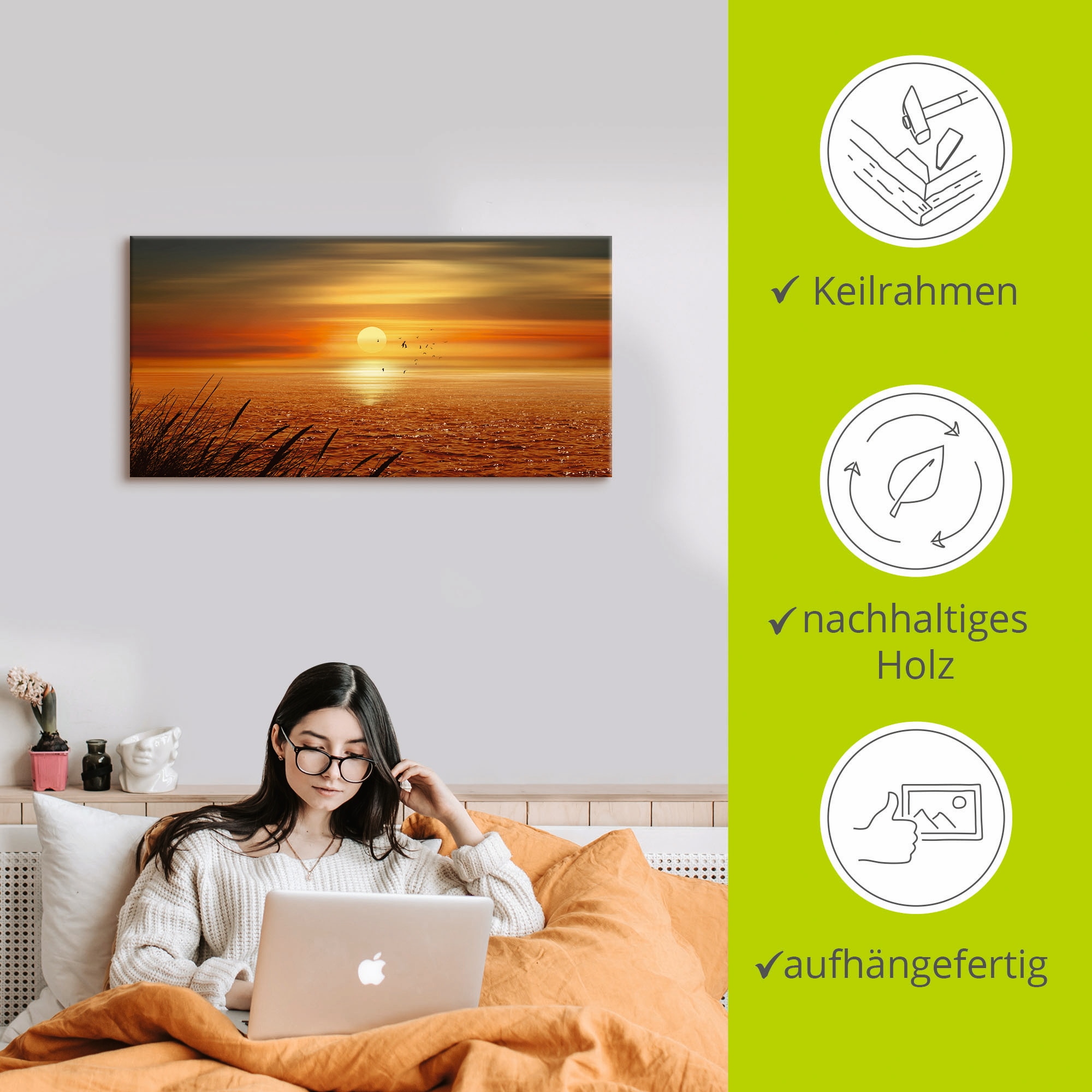 Artland Wandbild »Sonnenuntergang über dem Meer«, Sonnenaufgang & -untergang, (1 St.), als Leinwandbild, Poster, Wandaufkleber in verschied. Grössen