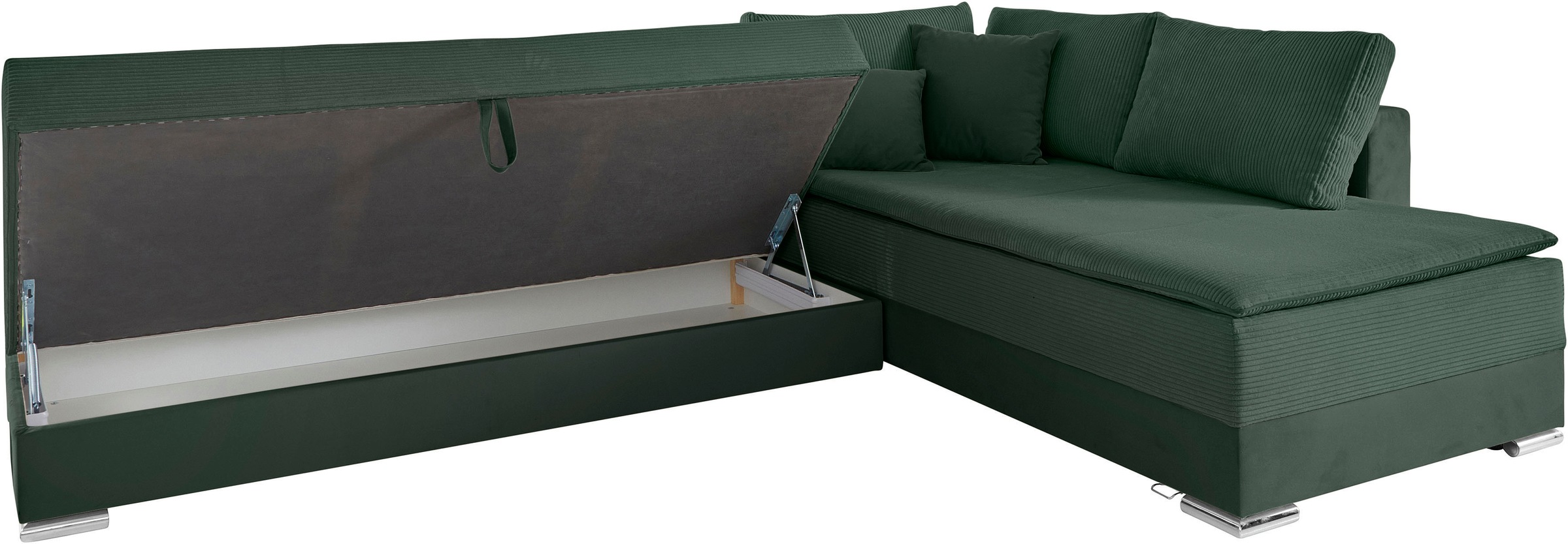 INOSIGN Ecksofa »Boxspringbett Night & Day L-Form mit Dauer-Schlaffunktion mit Armlehne«, mit Boxspring-Bettfunktion 180x200 cm und Bettkasten, Dauerschläfer!