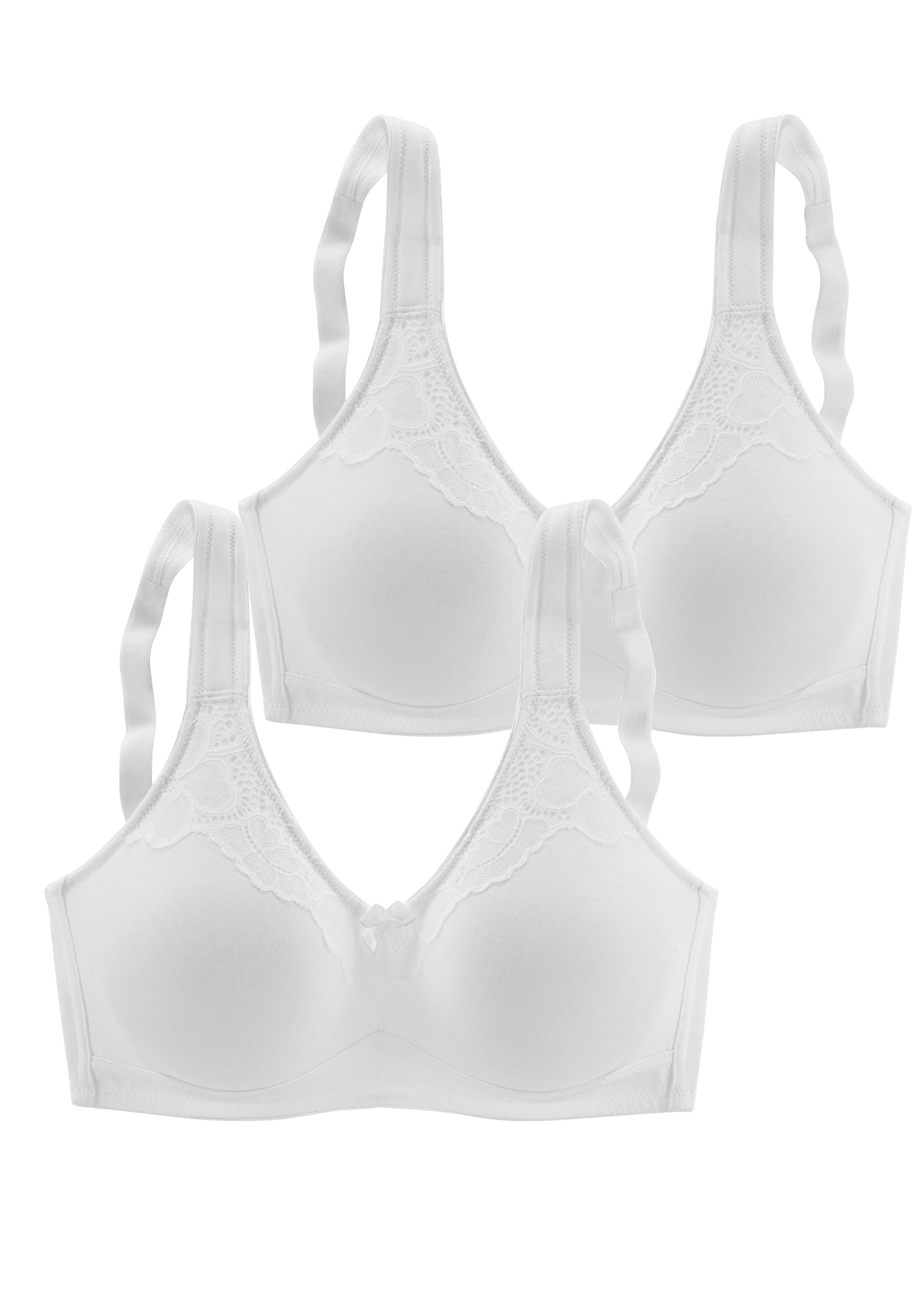 Naturana Bügelloser BH »Cotton« 2er Pack, vorgeformte Soft-Cups, breite Träger, mit Spitze, Baumwollmix, bequem