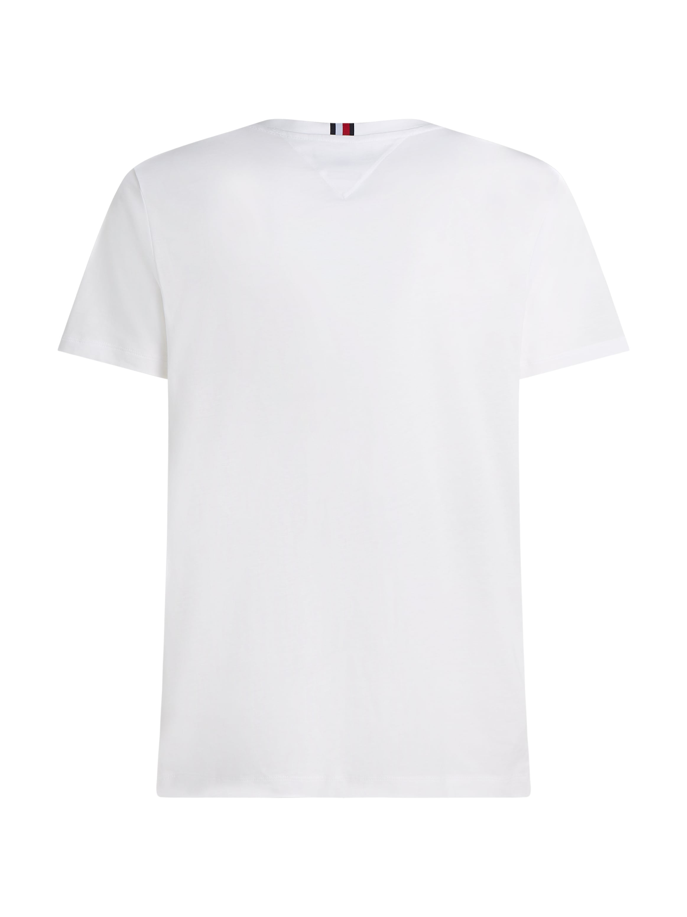 Tommy Hilfiger T-Shirt »HILFIGER GLOBAL STRIPE TEE«, kontrastfarbener Print auf de Brust