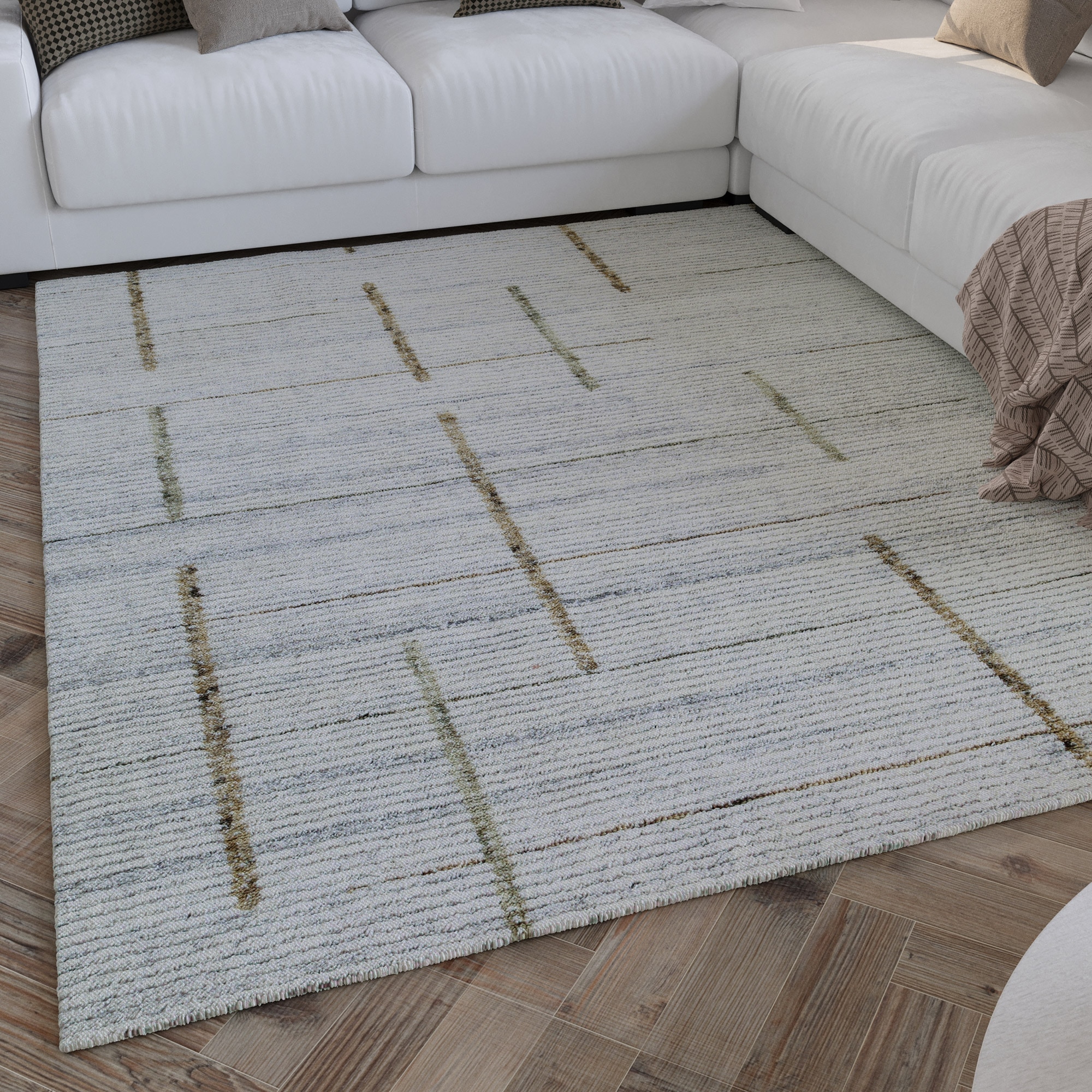 Wecon home Teppich »Hamptons TWENTYTWO« rechteckig 10 mm Höhe Läufer, Fasermix, Kurzflor, Wohnzimmer, elegant, geometrisch