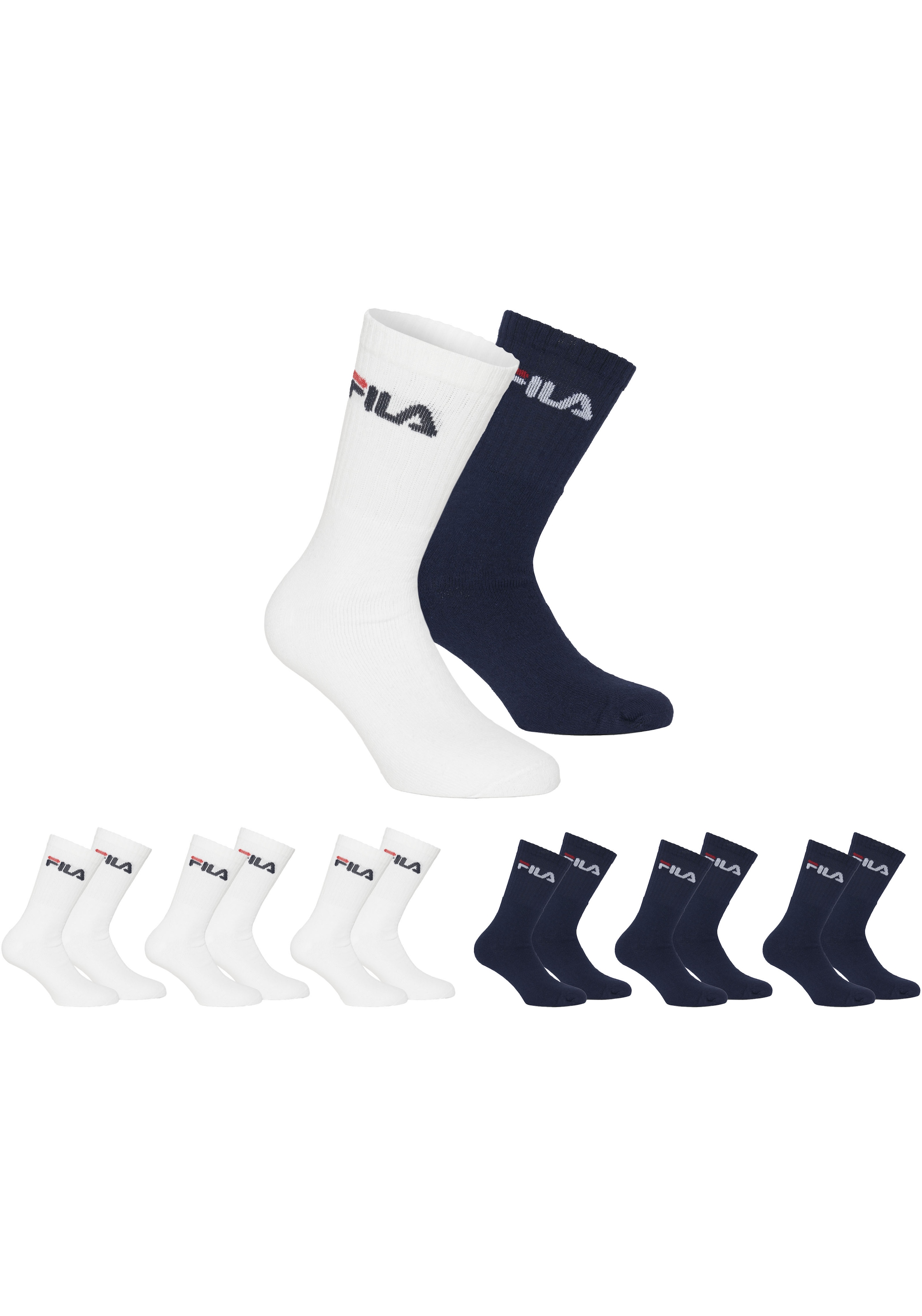 Fila Tennissocken »UNISEX CREW TENNIS FULL TERRY SOCKS« 6 Stk. tlg. Sportsocken, flache Zehennaht