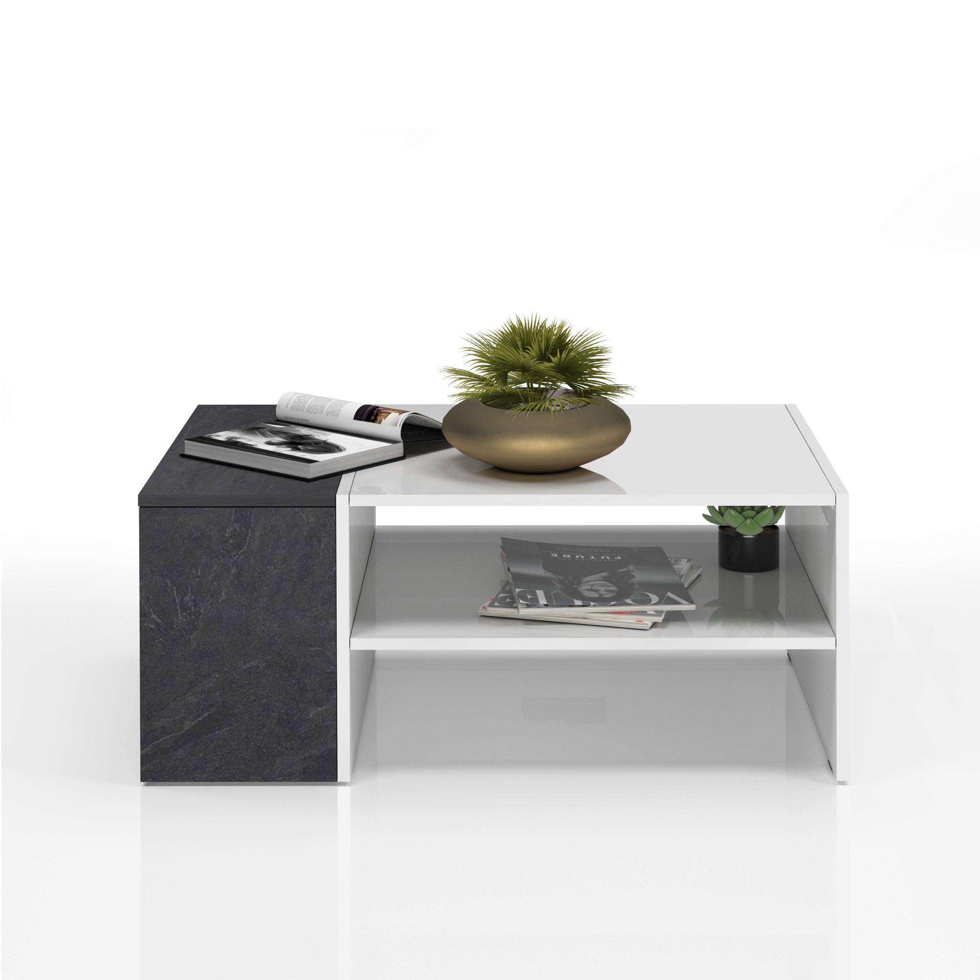Home affaire Couchtisch "Coro, Couchtisch, Couchtisch mit seitlichem Stauraum,Sofatisch" Länge 90 cm, mit zwei Ablagefächern davon eines geschlossen