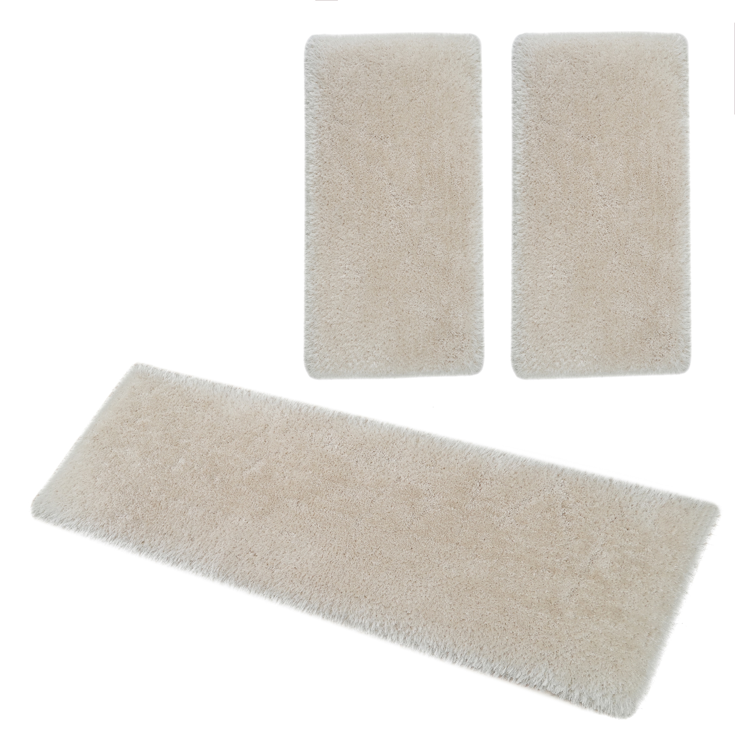 my home Bettumrandung »Micro exclusiv Teppich, sehr hoher Flor, weich durch Mikrofaser«, (3 tlg.), Bettvorleger, Läufer-Set, weich, unifarben, Microfaser, Schlafzimmer