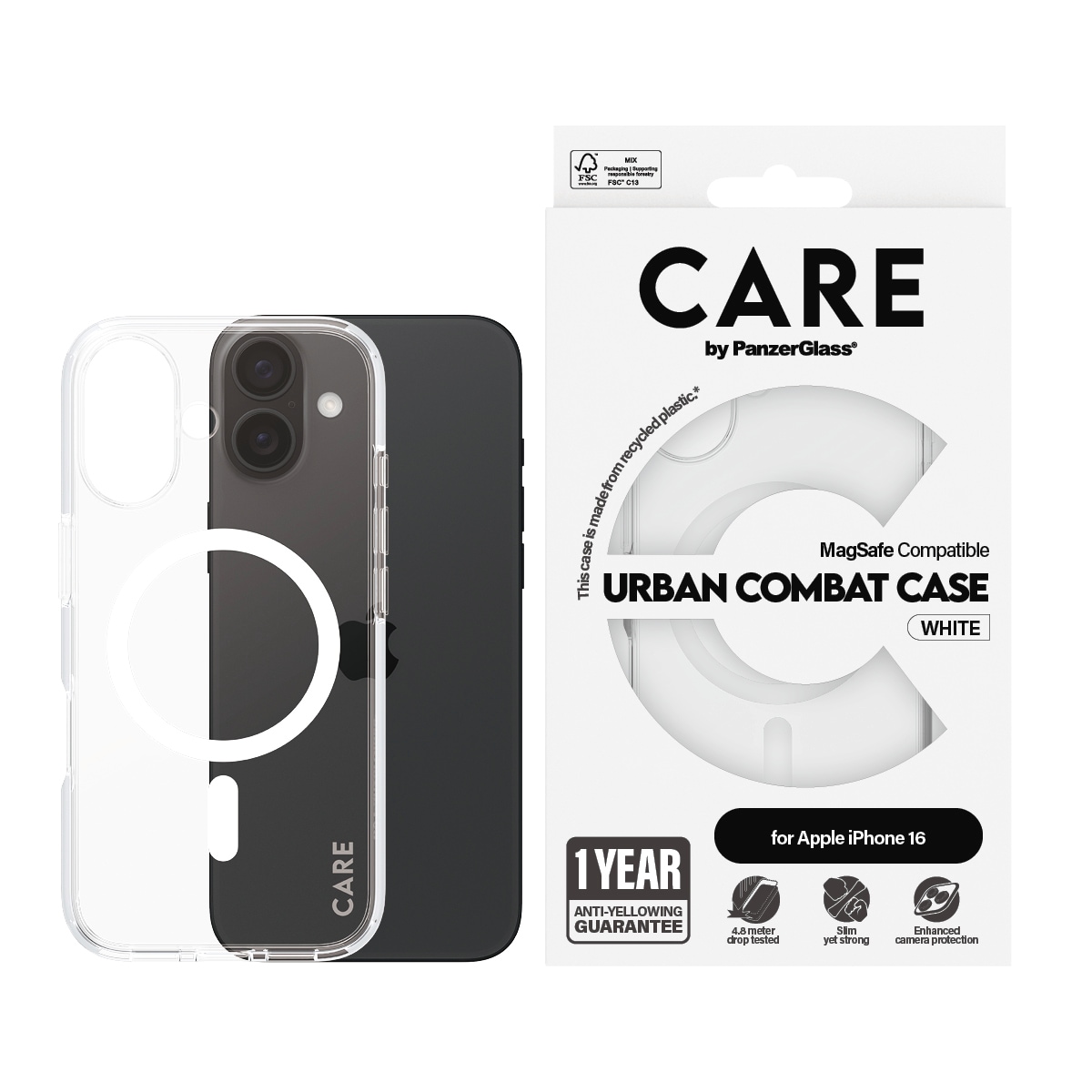 CARE by PanzerGlass Handyhülle »Urban Combat Case mit MagSafe für Apple iPhone 16« Backcover, Schutzhülle, Handyschutzhülle, Case, Schutzcase, stossfest