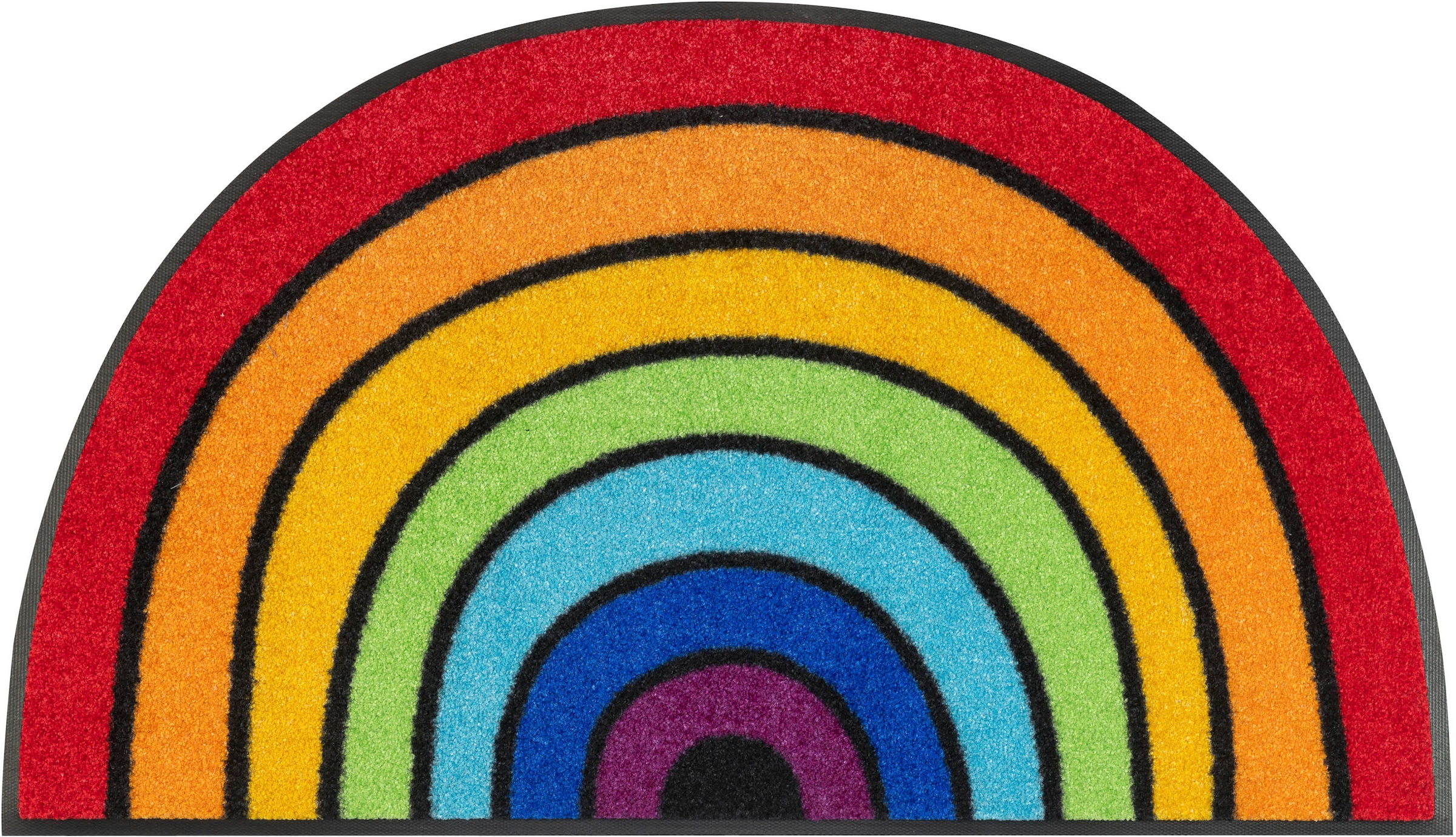 wash+dry by Kleen-Tex Fussmatte »Round Rainbow«, halbrund, Schmutzfangmatte, Motiv Regenbogen, In- und Outdoor geeignet, waschbar