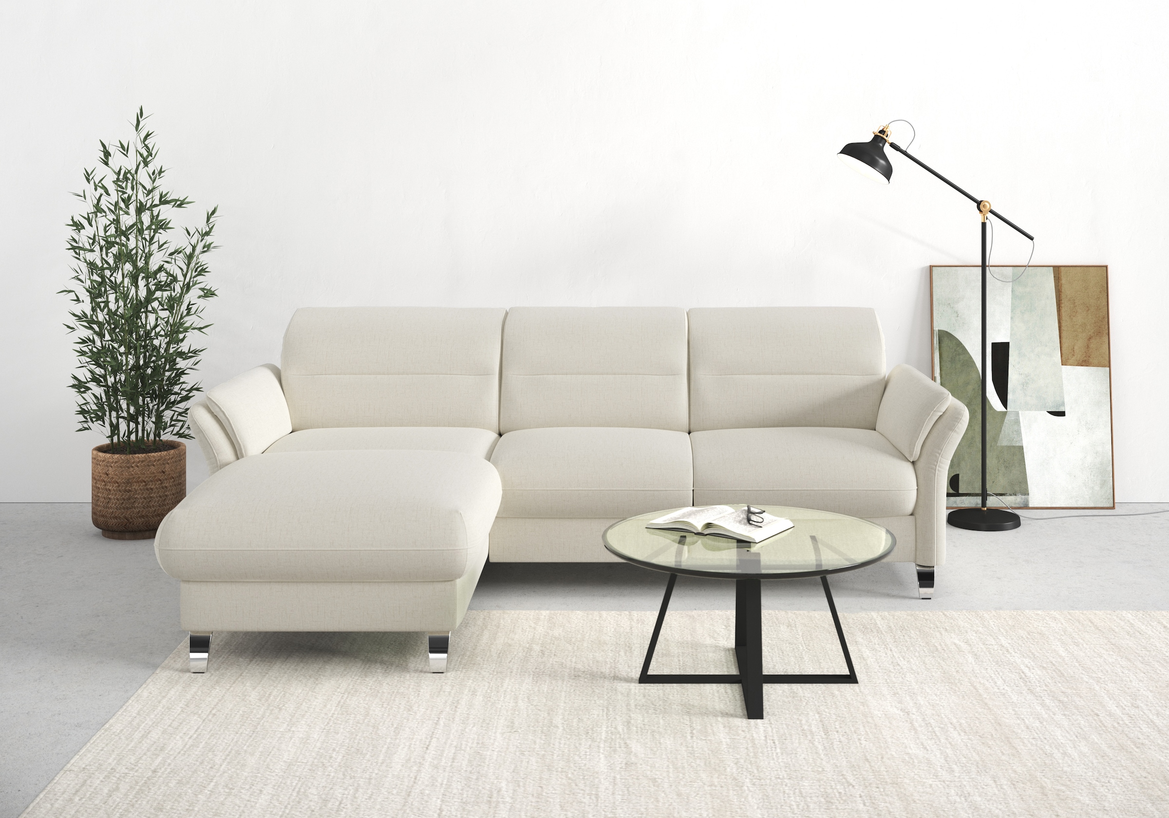 sit&more Ecksofa »Grenoble L-Form mit Federkern«, wahlweise mit Bettfunktion, Bettkasten, Arm- und Kopfteilverstellung