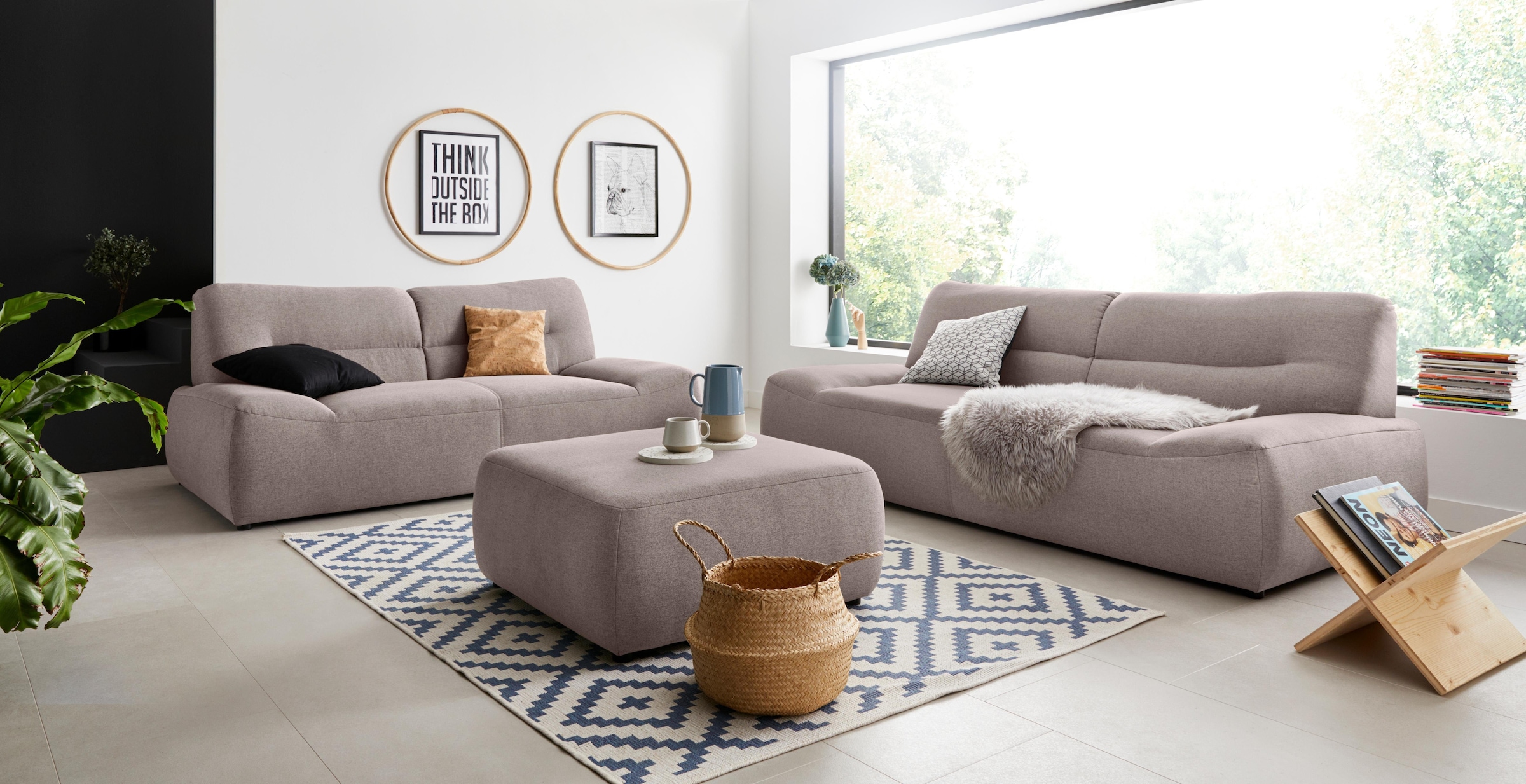 DOMO collection 2-Sitzer »Cesena modernes Sofa mit flachen Armlehnen, komfortabel«, fester Sitzkomfort, frei im Raum stellbar