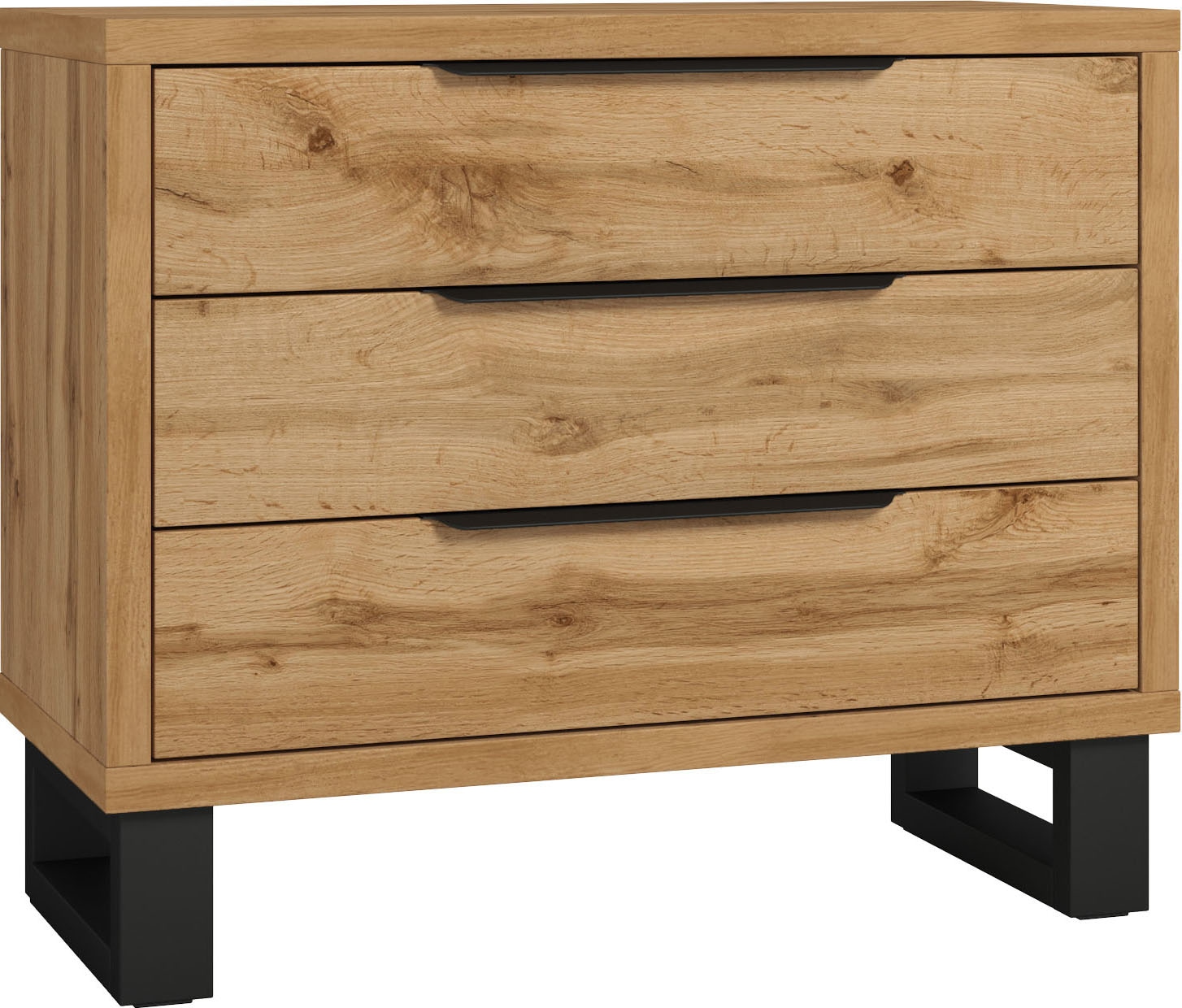 Home affaire Schubkastenkommode »Bronne, 99,5x83x45cm Kommode, Metallgriffe«, Füsse in Kufenform, Sideboard 3 Schubladen, Schlafzimmerkommode