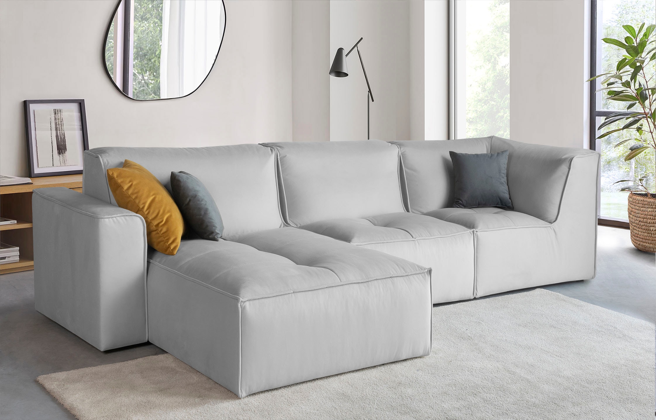 RAUM.ID Ecksofa »Monolid L-Form«, (4 St.), Module einzeln für individuelle Zusammenstellung, Bezug in Teddy-Optik