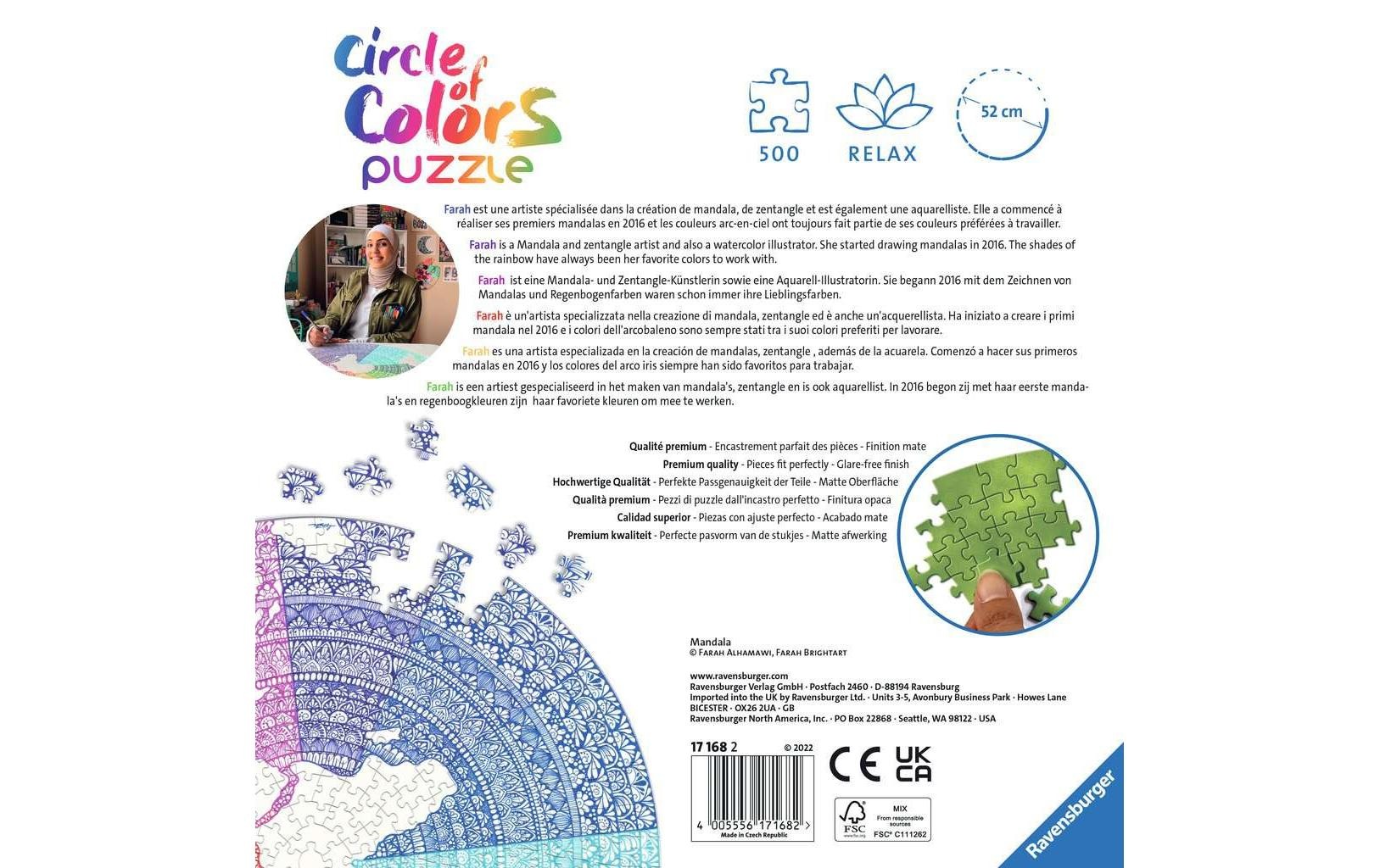 Ravensburger Puzzle »Puzzle Circle of colors Mandala«, (500 tlg.)