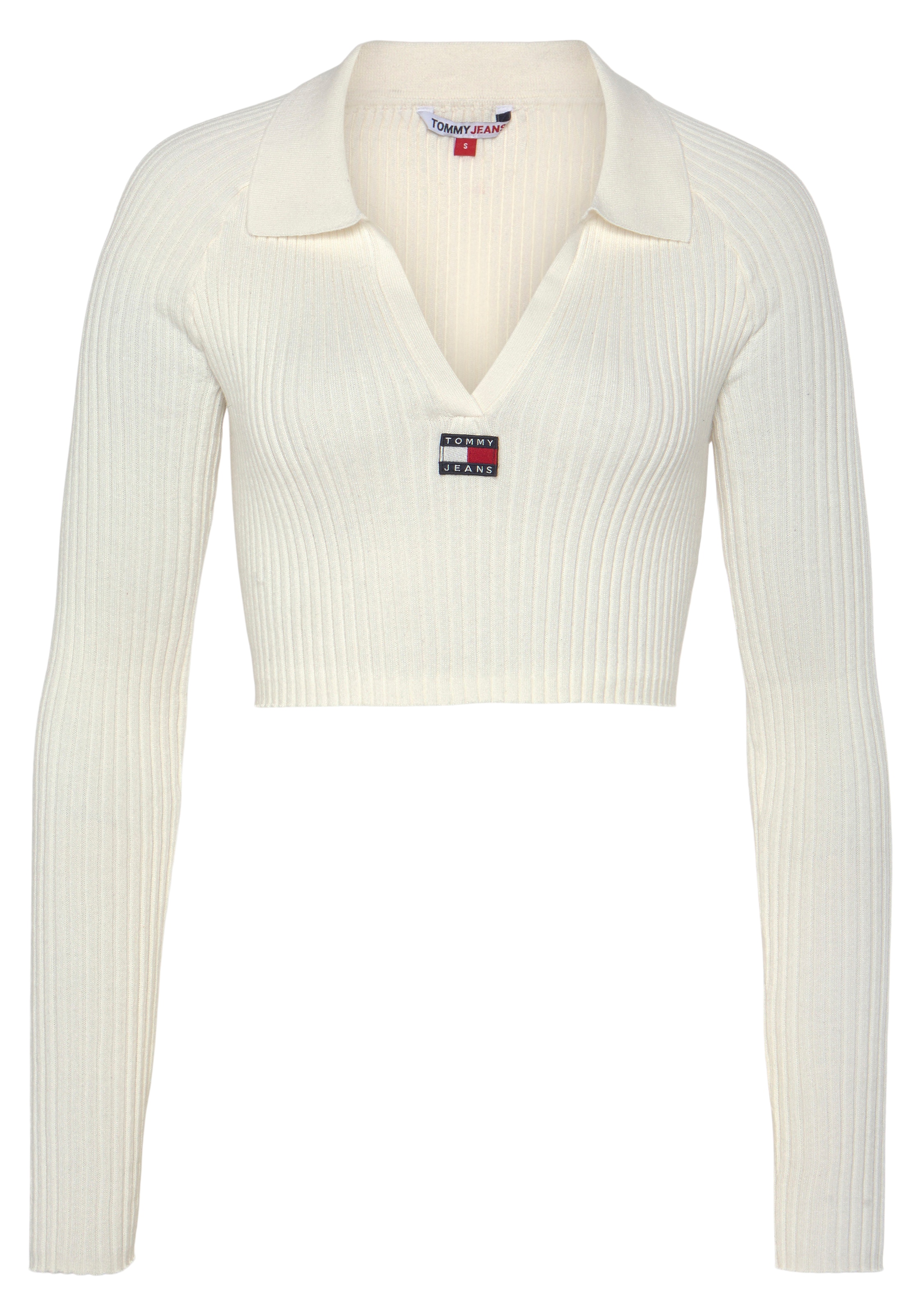 Tommy Jeans Strickpullover »TJW XS BADGE RIB COLLAR SWEATER«, mit V-Ausschnitt