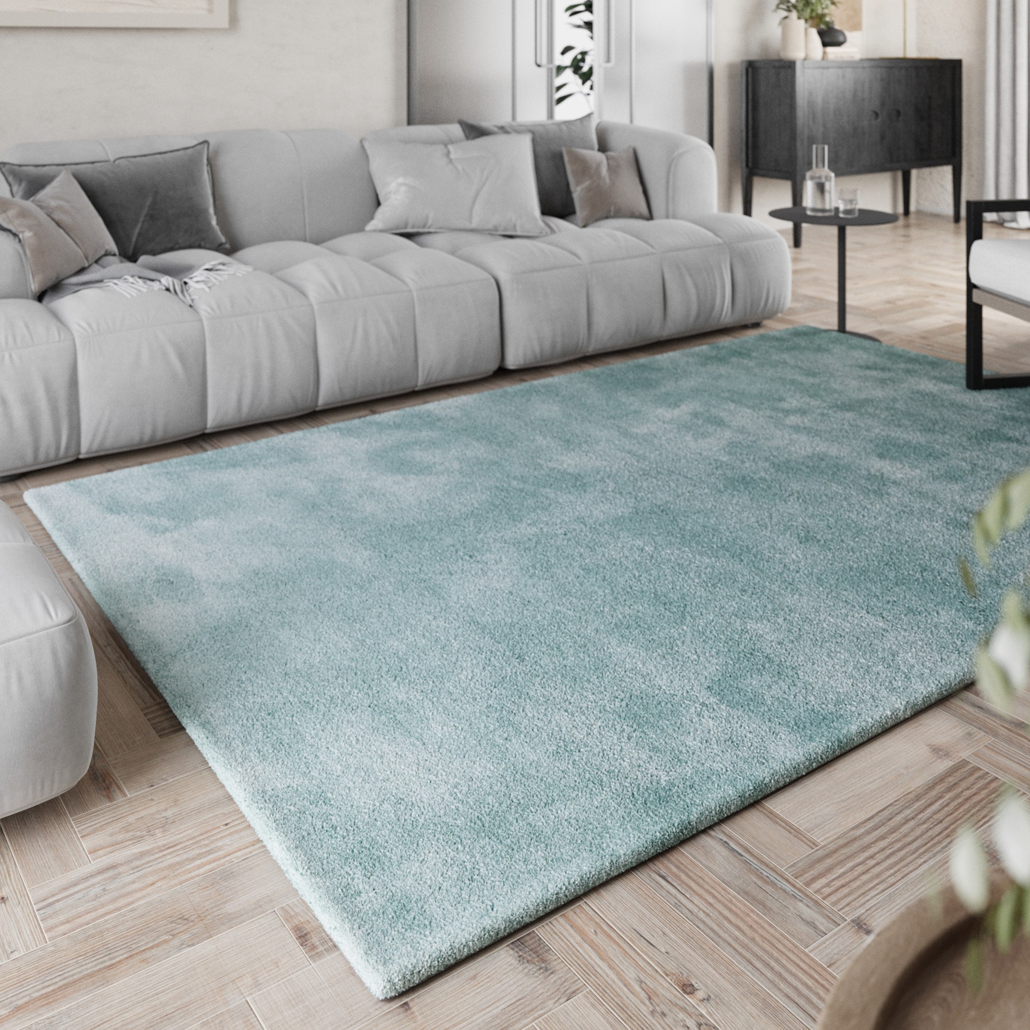 Homie Living Teppich »Pisa«, rund, 25 mm Höhe, Hochflor, Microfaser, uni, weich, Shaggy, Wohnzimmer, Schlafzimmer