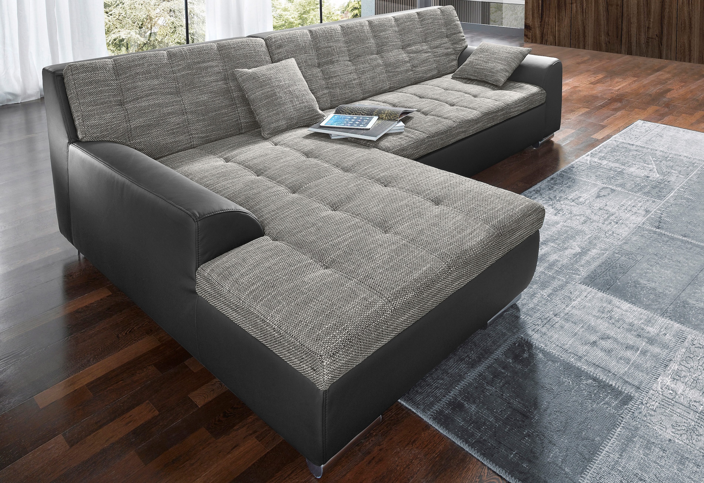 DOMO collection Ecksofa Treviso, wahlweise mit Bettfunktion, incl. Zierkissen