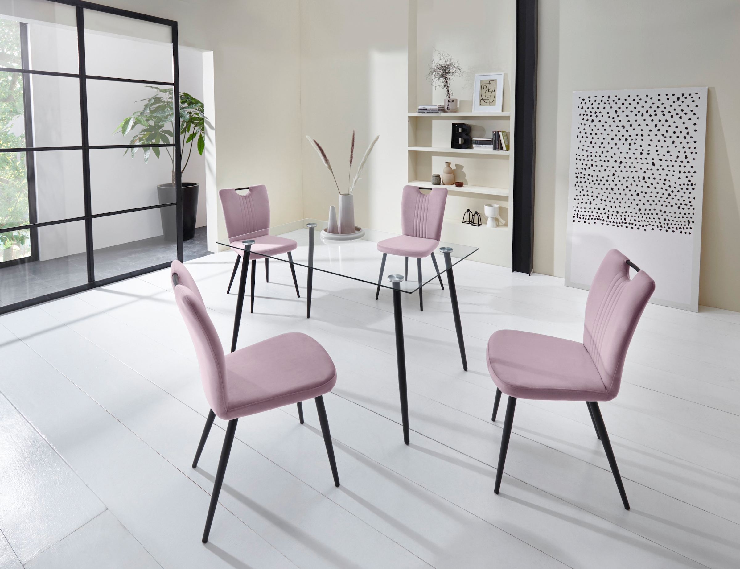 INOSIGN Glastisch »Danny, TOPSELLER!«, (Esstisch, Glastisch), Esstisch Breite 140 cm, Metallapplikationen, modernes Design