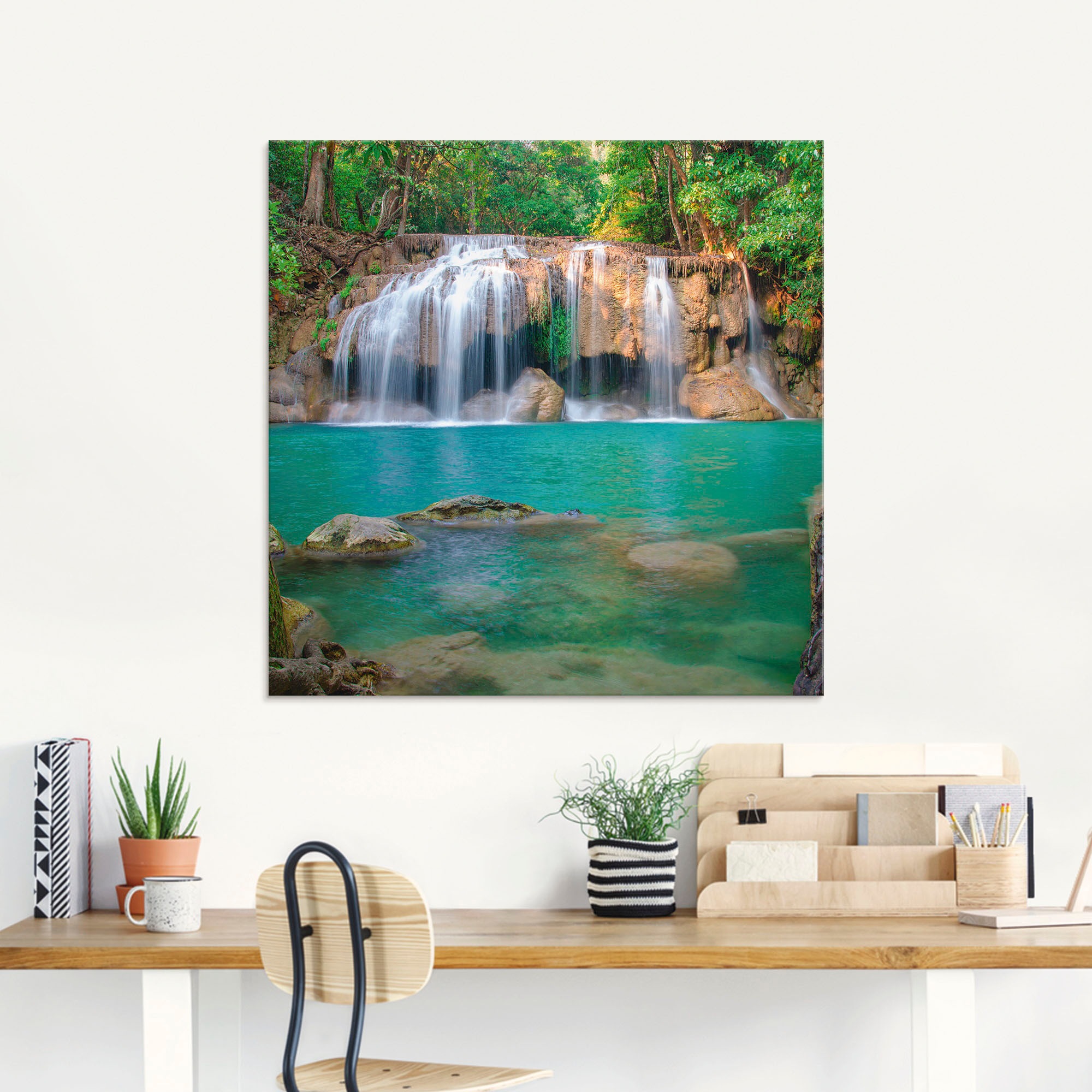 Artland Glasbild »Wasserfall im Wald National Park«, Gewässer, (1 St.), in verschiedenen Grössen