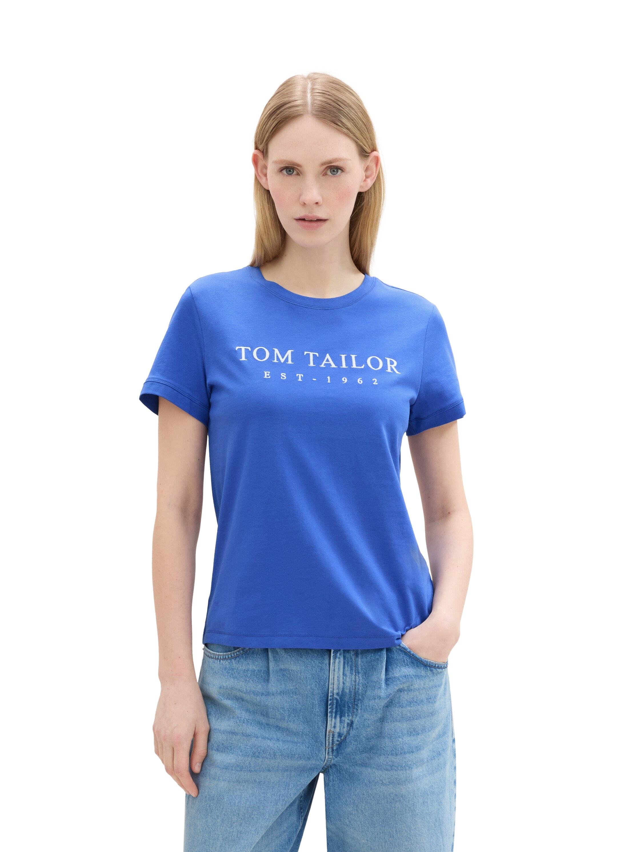 TOM TAILOR Print-Shirt, mit Logo Stickerei