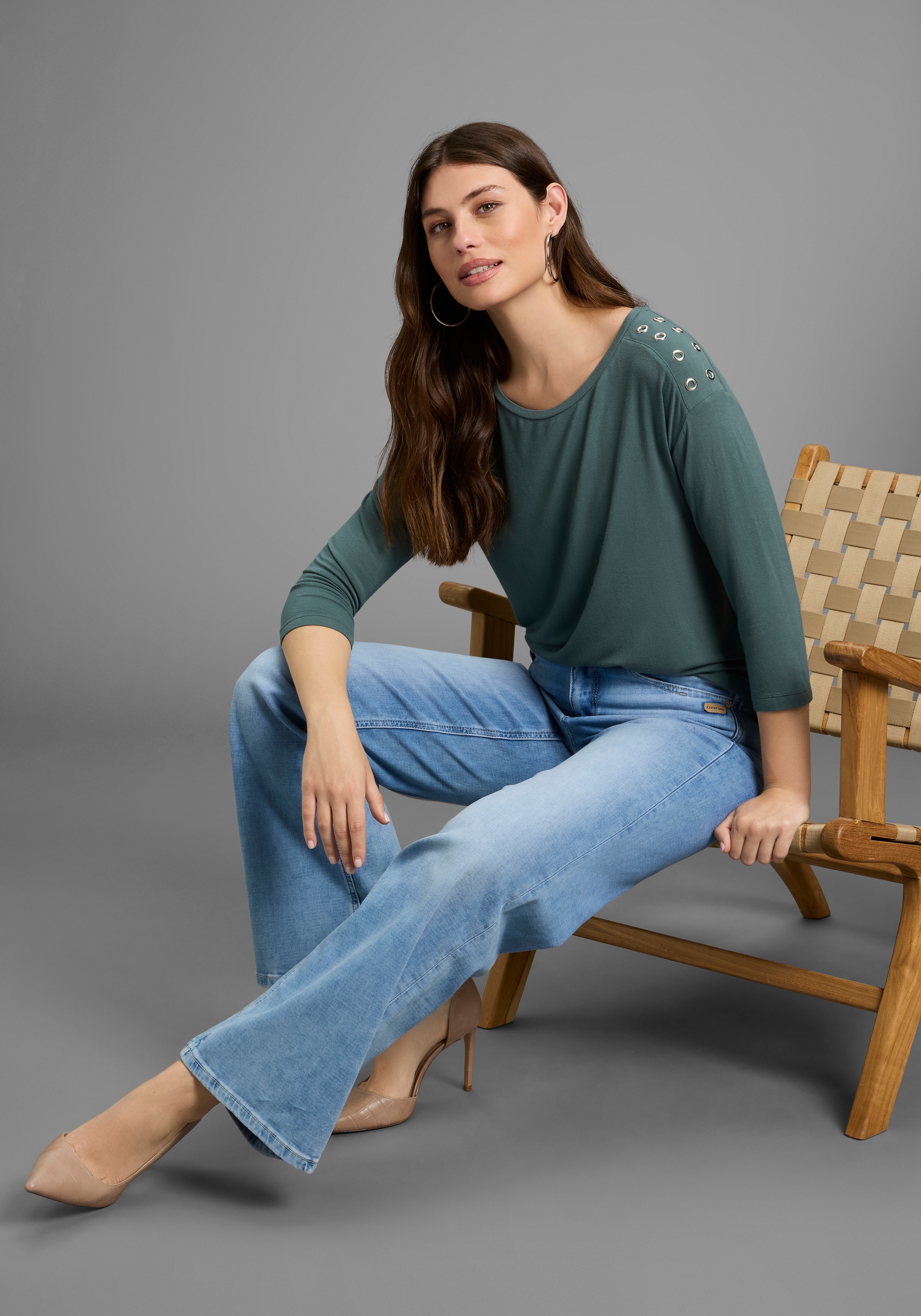 Laura Scott 3/4-Arm-Shirt, mit Metall-Ösen auf der Schulter - NEUE KOLLEKTION