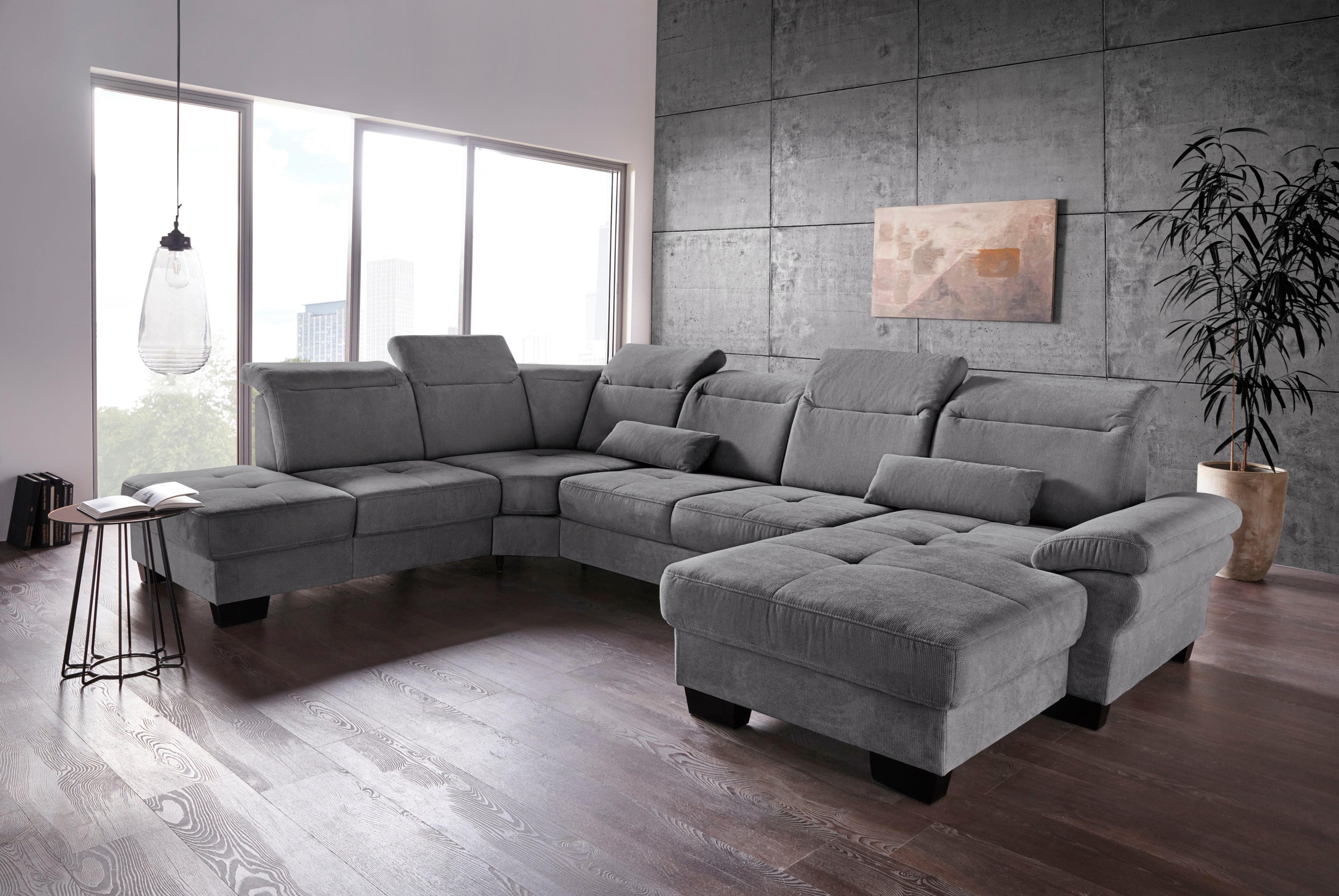 Places of Style Wohnlandschaft »Cornwall U-Form«, inkl. Sitztiefenverstellung, wahlweise mit Bettfunktion