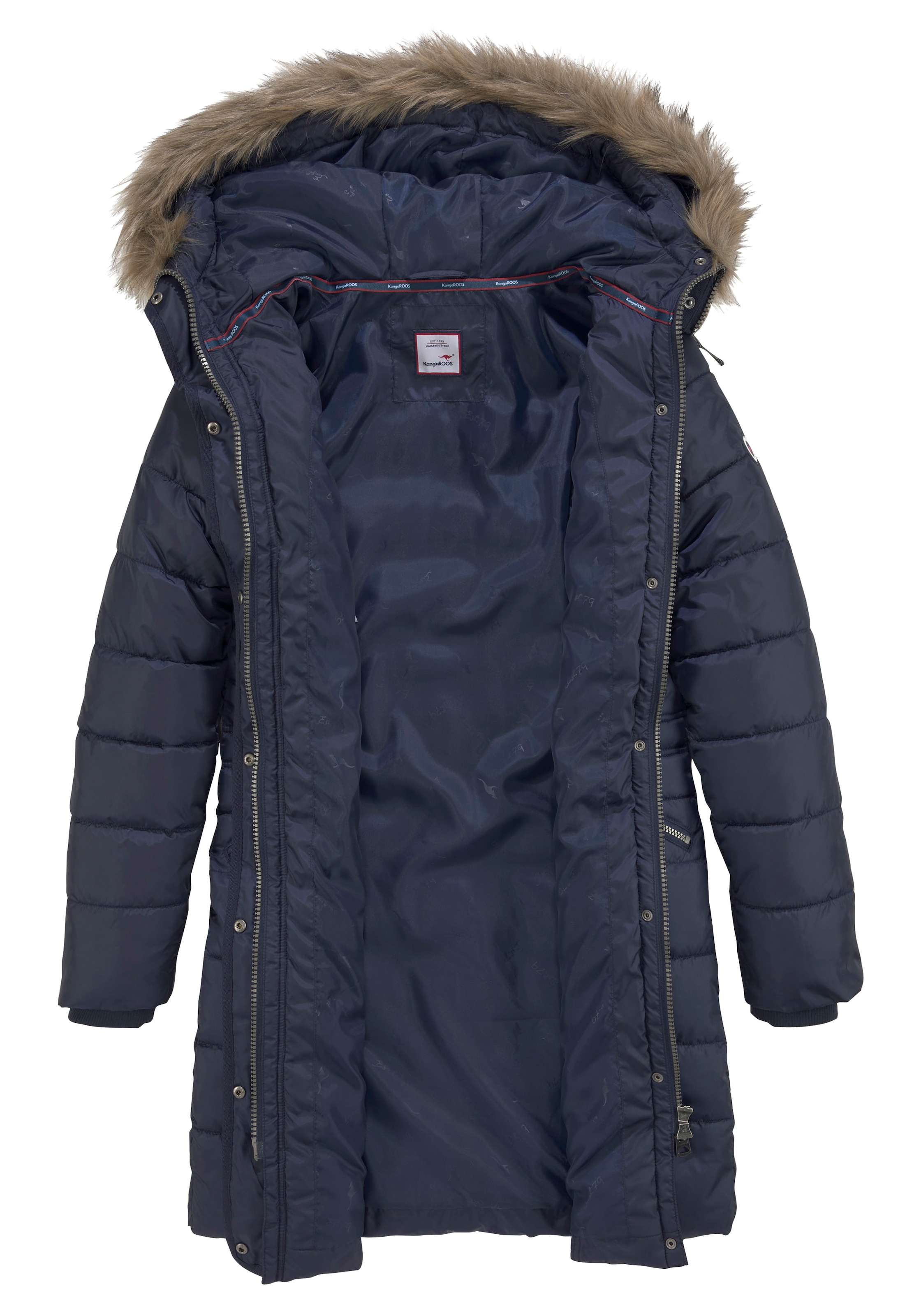 KangaROOS Steppjacke, mit Kapuze, figurbetonter Schnitt, mit Reissverschlusstaschen