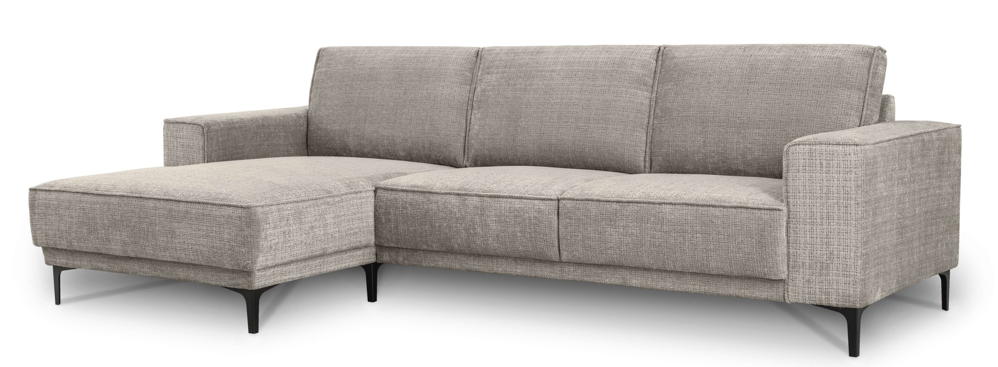 Places of Style Ecksofa »Polsterecke Oland, Struktur, Flachgewebe, Luxus-Microfaser, Boucle«, L-Form, 280 cm, Wellenunterfederung, Skandi-Design, Metallfüsse