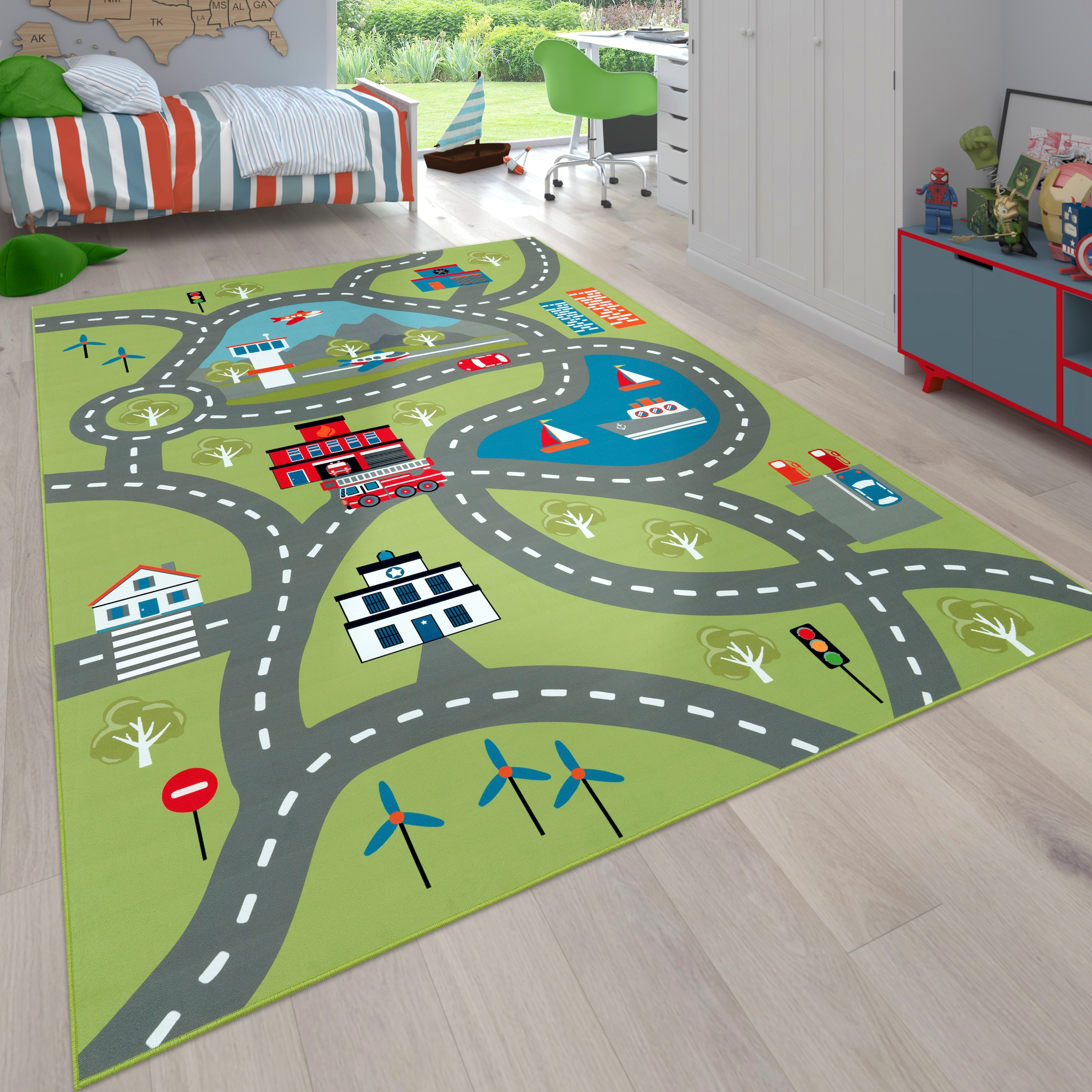 HANSE Home Kinderteppich »Spielteppich Kinder«, rechteckig, Kurzflor,  Kinderzimmer, Teppich, Auto, Straßen, Schlafzimmer