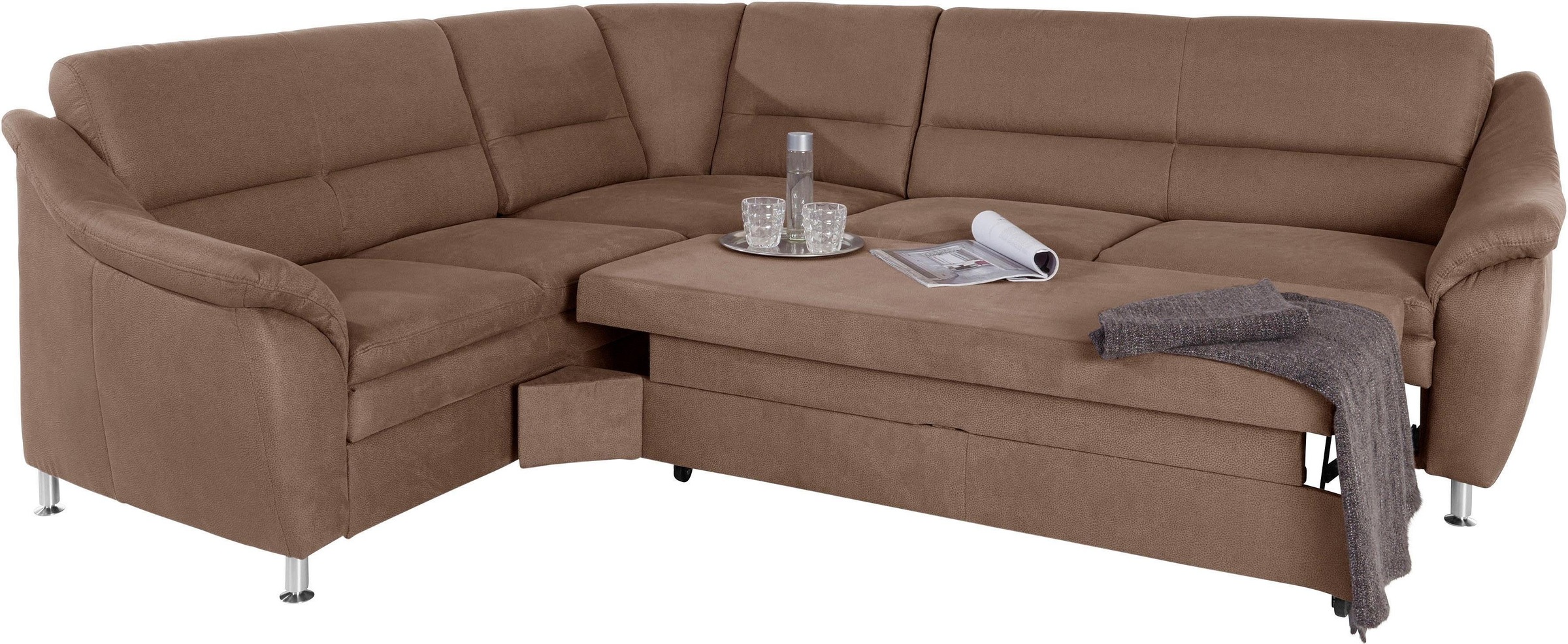 Places of Style Ecksofa »Cardoso L-Form«, mit Trapezecke für mehr Sitzkomfort, wahlweise auch mit Bettfunktion