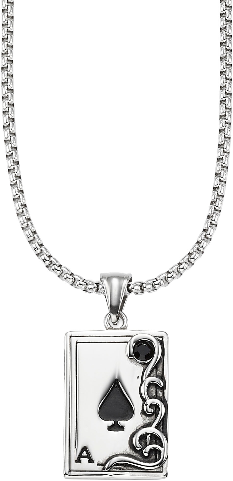 Bruno Banani Kette mit Anhänger »Schmuck Geschenk Venezianerkette Karte Pik-Ass, B4118N/20/00/55«, mit Glasstein