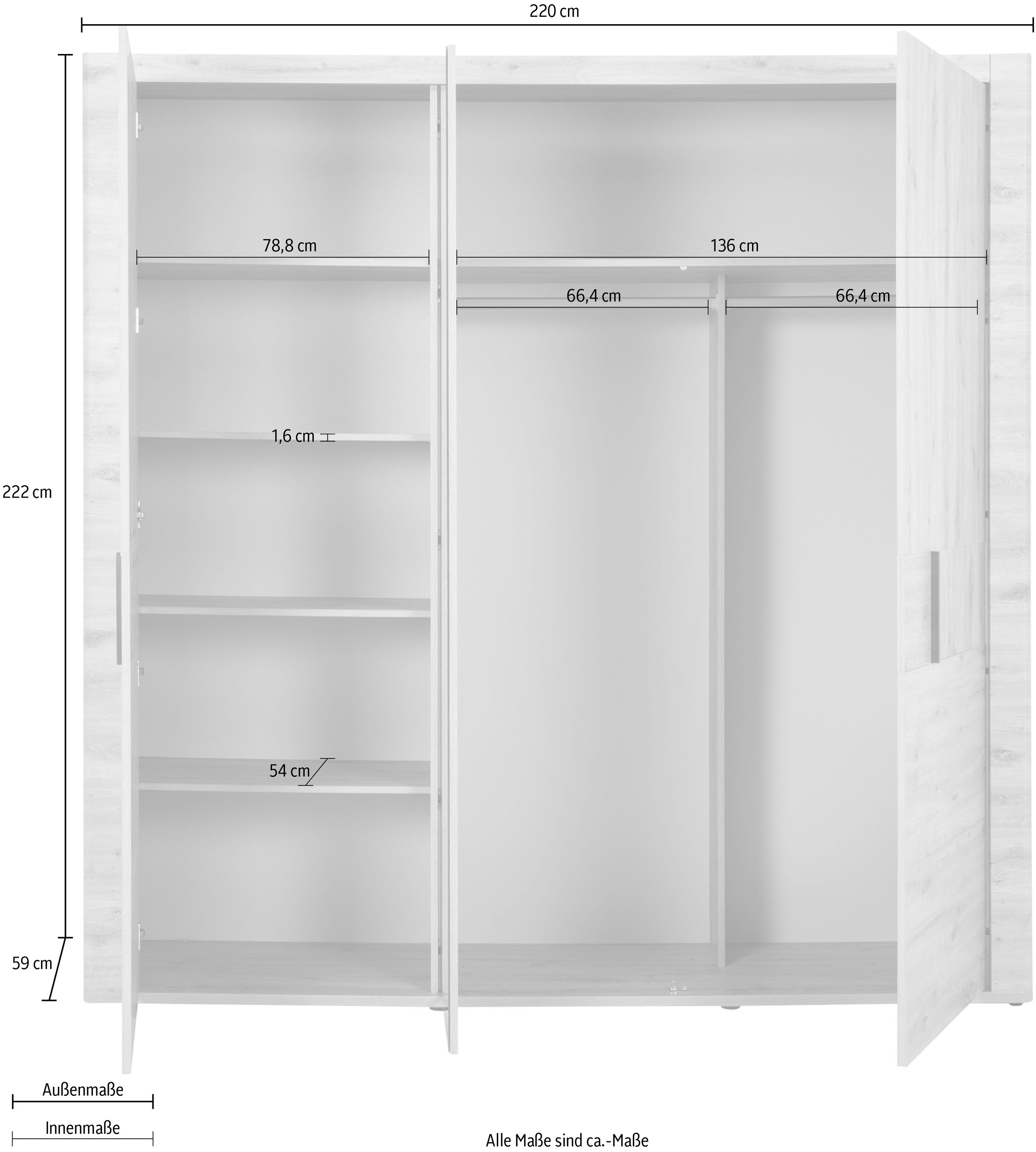 Gami Kleiderschrank »Confidence«, aus Kiefernholz mit Spiegel