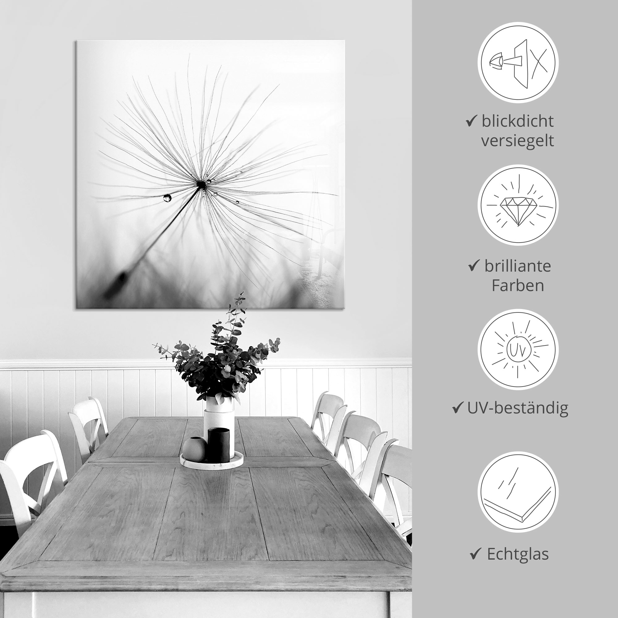 Artland Glasbild »Pusteblume Schirmchen«, Blumen, (1 St.), in verschiedenen Grössen