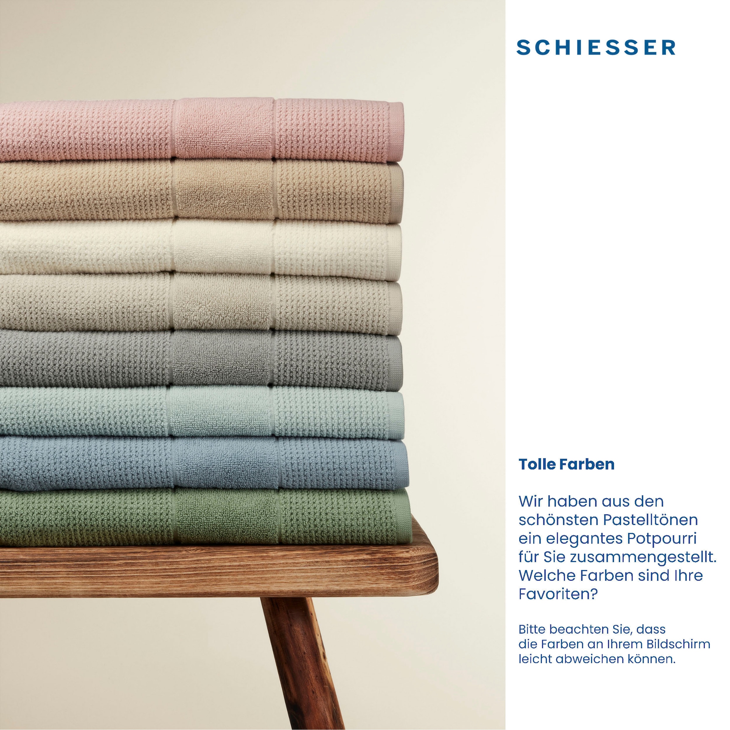 Schiesser Handtücher »Turin im Baumwolle«, (4 Jelmoli-Versand OEKO-TEX®-zertifiziert 100% | MADE by shoppen GREEN IN online St.), aus Reiskorn-Optik, Set 4er