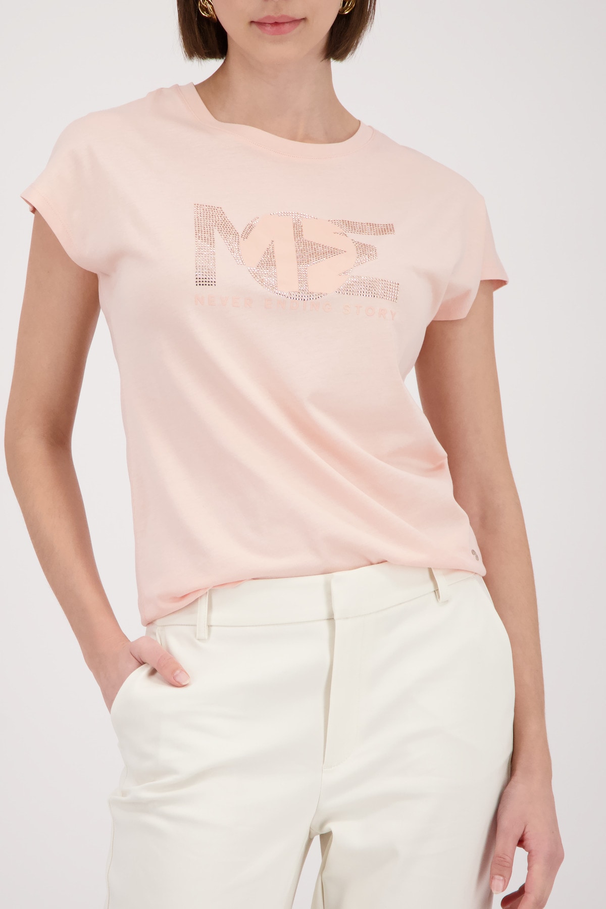 Monari T-Shirt "Shirt Basic Schmuck" Regular fit mit Strasssteinen