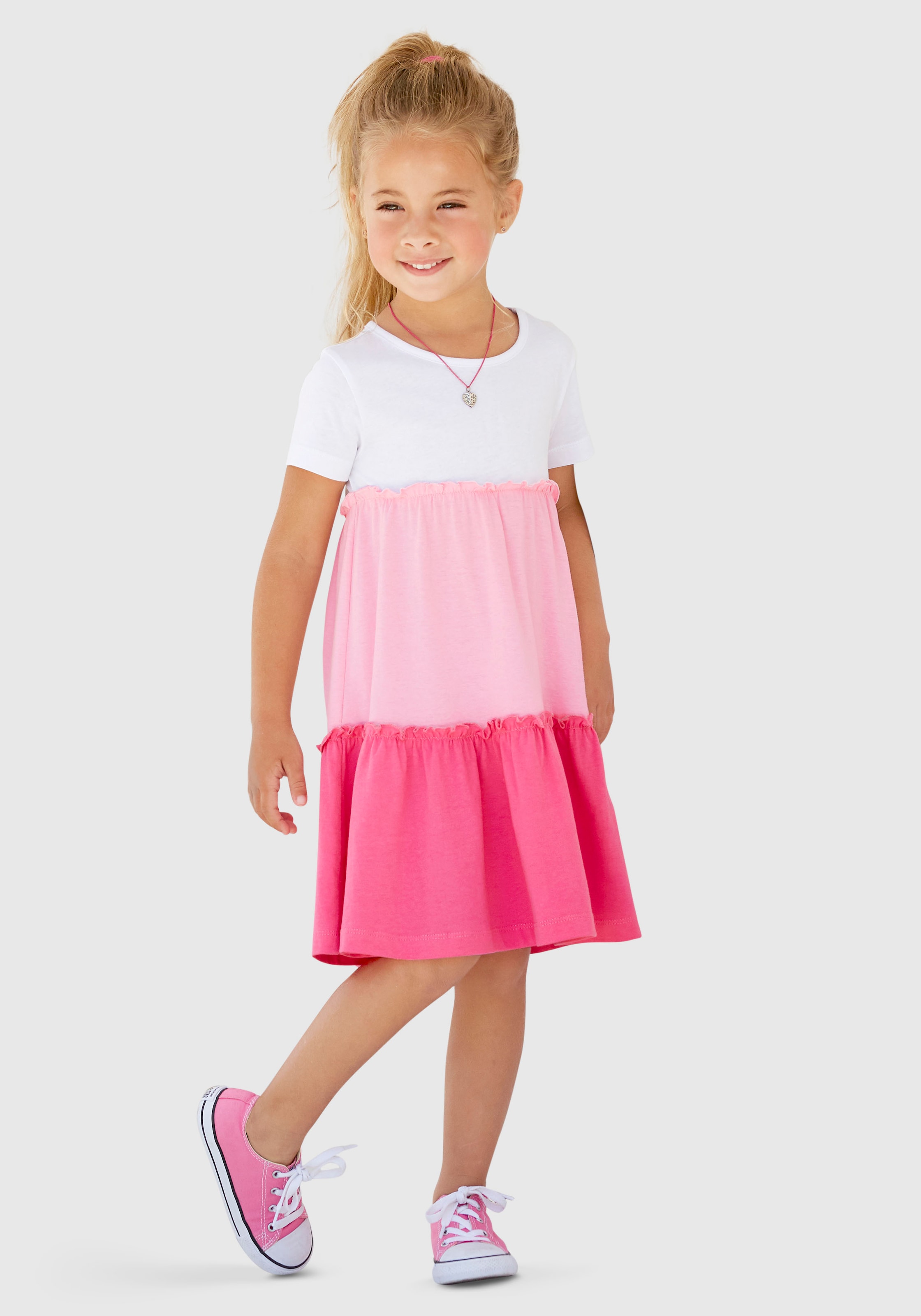 KIDSWORLD Volantkleid »für kleine Mädchen«, mit Colorblock-Design