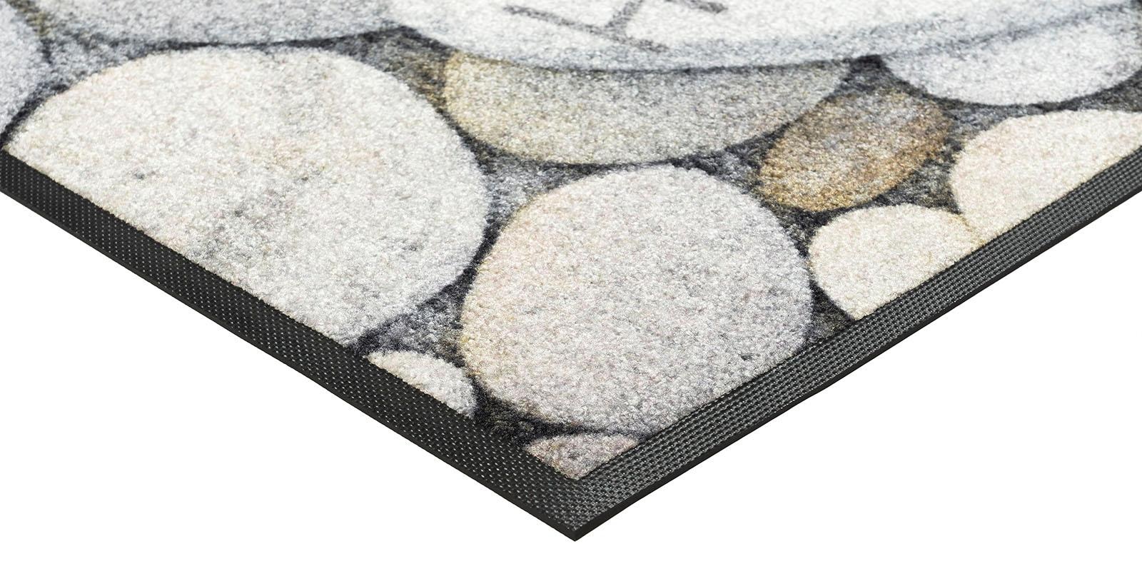 wash+dry by Kleen-Tex Fussmatte »Pebble Stones«, rechteckig, 7 mm Höhe, Schmutzfangmatte, Motiv Kieselsteine, mit Spruch, rutschhemmend