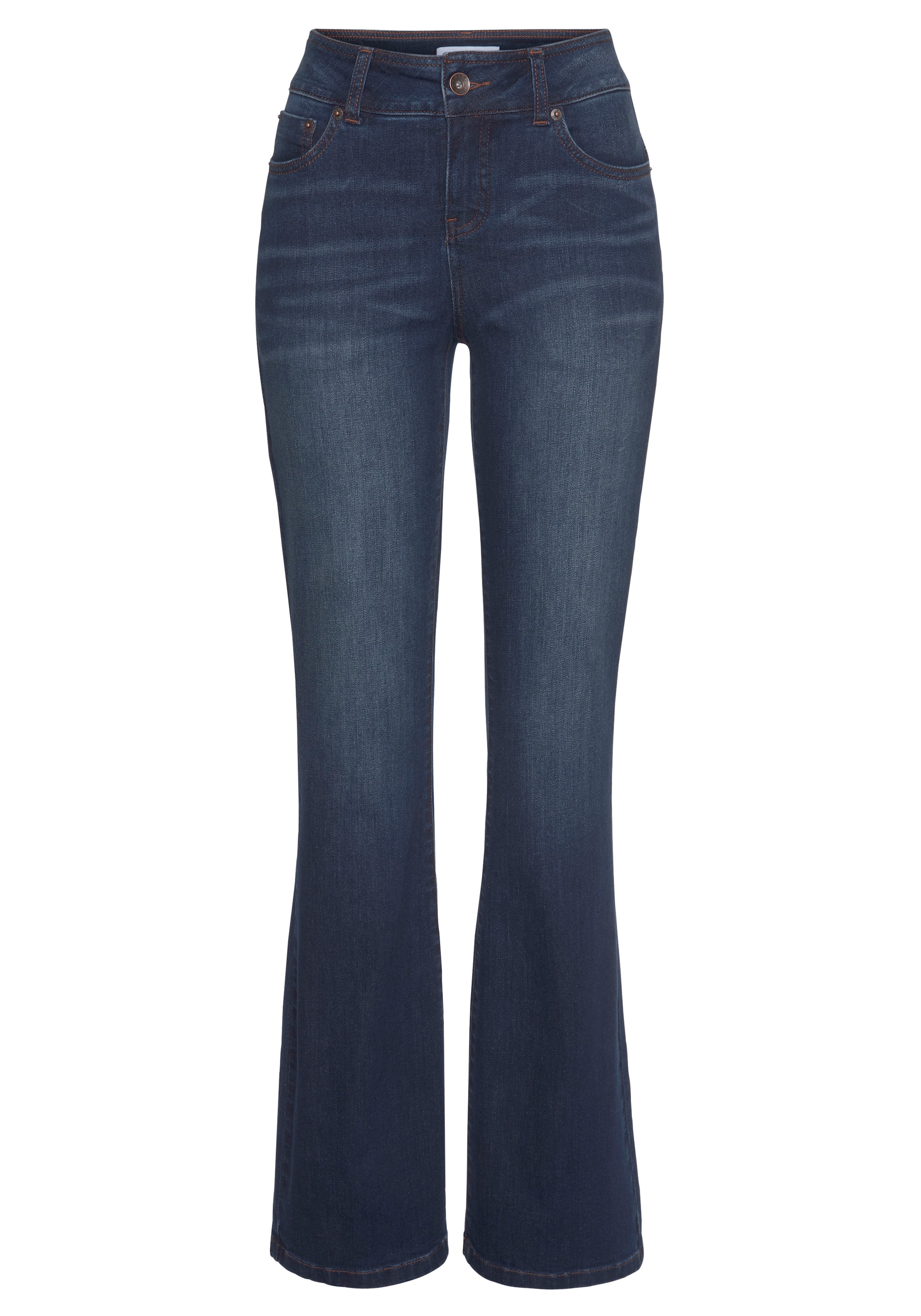 H.I.S Bootcut-Jeans »High-Waist«, hohe Taille, Bootcut, mit Used-Effekten, auch in Langgrössen