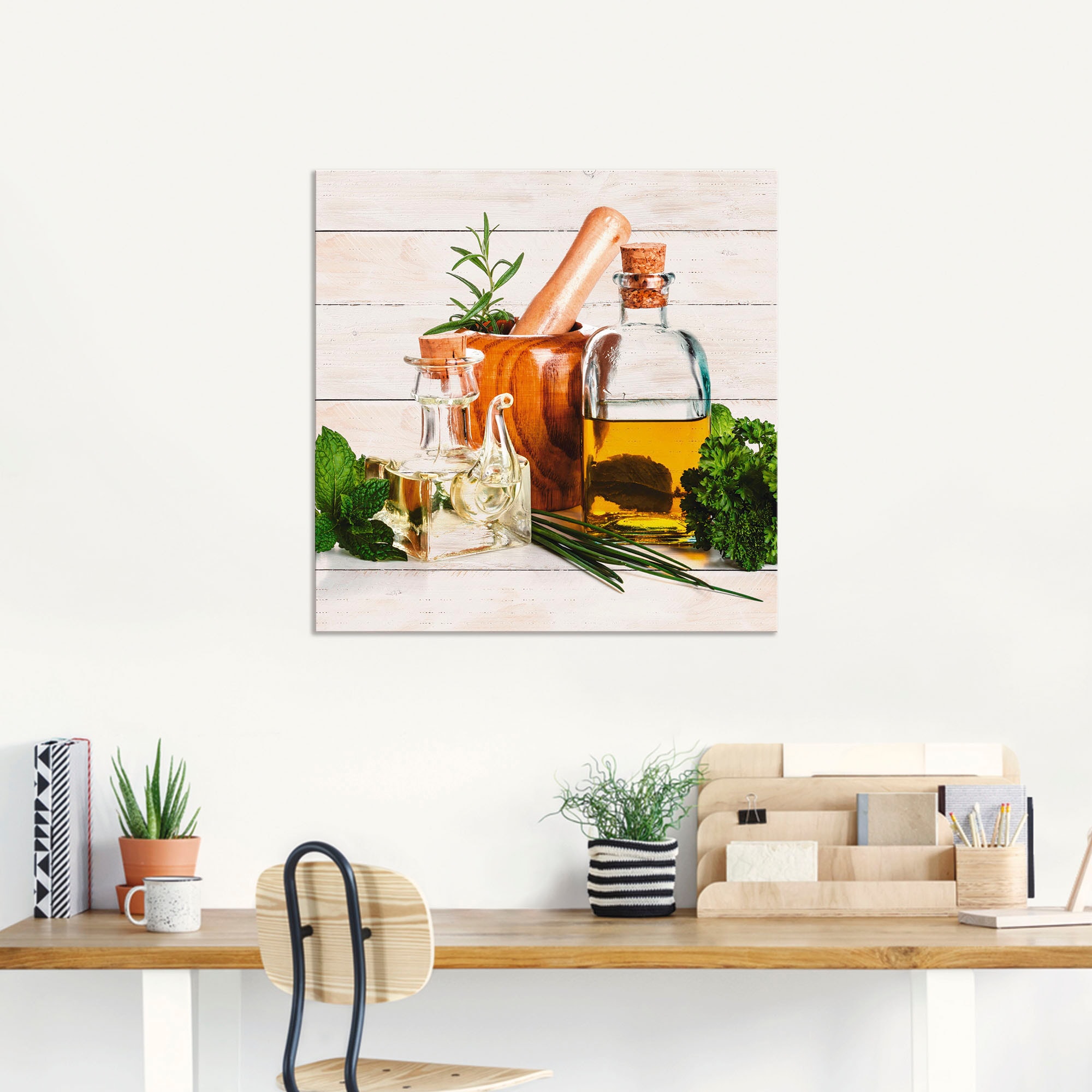 Artland Wandbild »Olivenöl und Kräuter - Küche«, Arrangements, (1 St.), als Alubild, Outdoorbild, Leinwandbild, Poster, Wandaufkleber