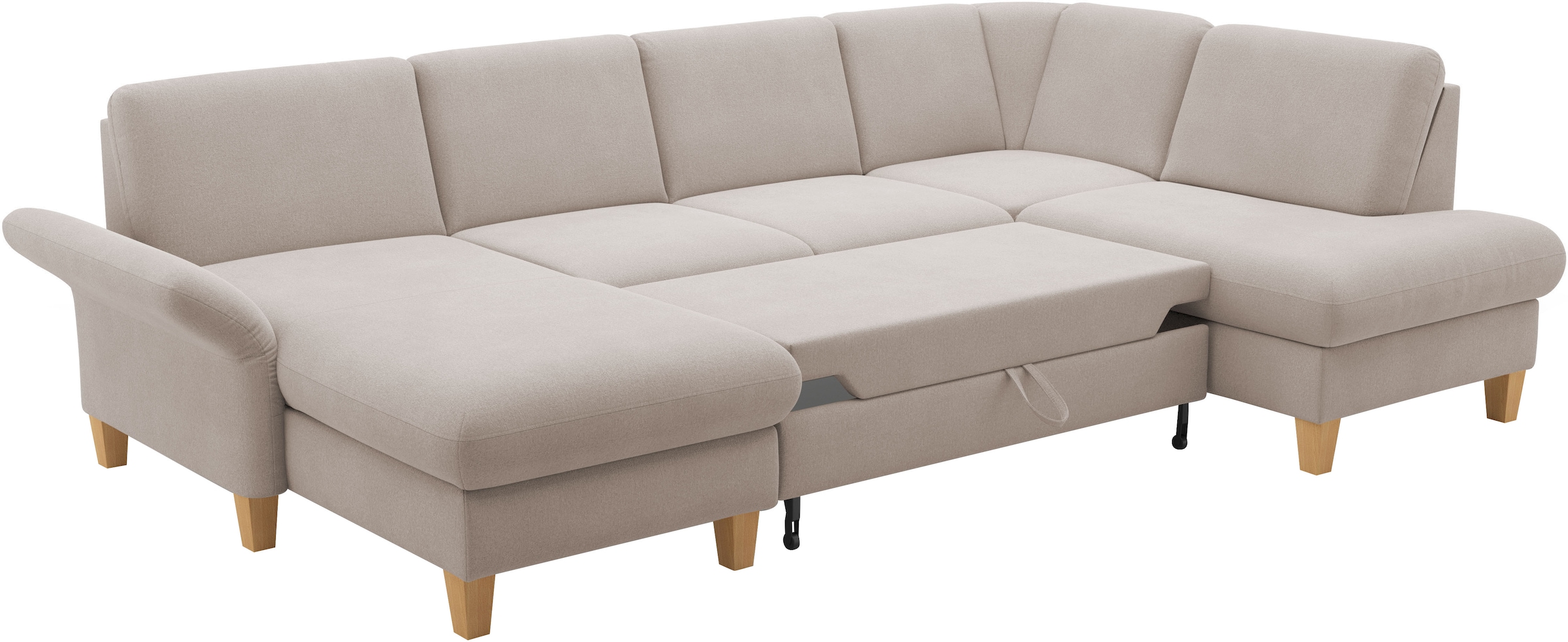 Home affaire Wohnlandschaft »Rochelle, U-Form«, optional mit Armteilverstellung, mit Bettfunktion & Bettkasten