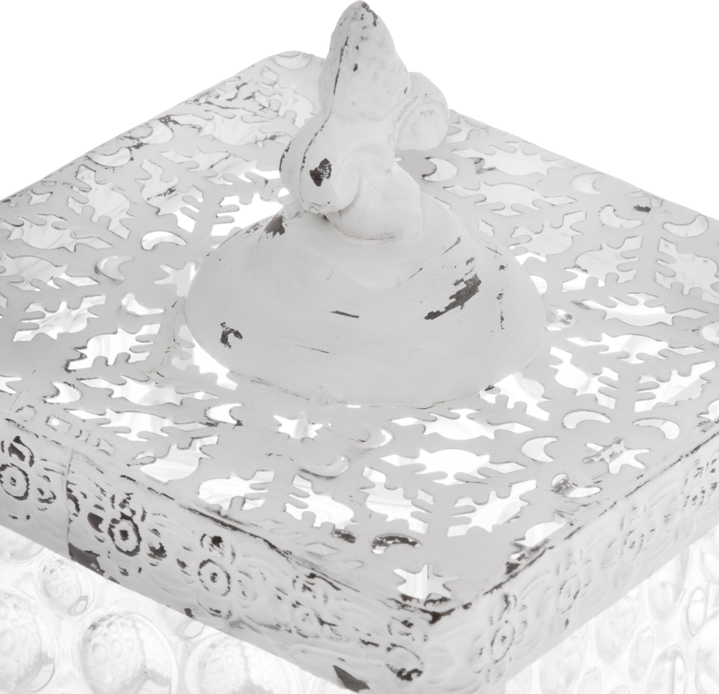 Myflair Möbel & Accessoires Aufbewahrungsbox »Leyla, weiss«, aus Metall & Glas, mit Deckel
