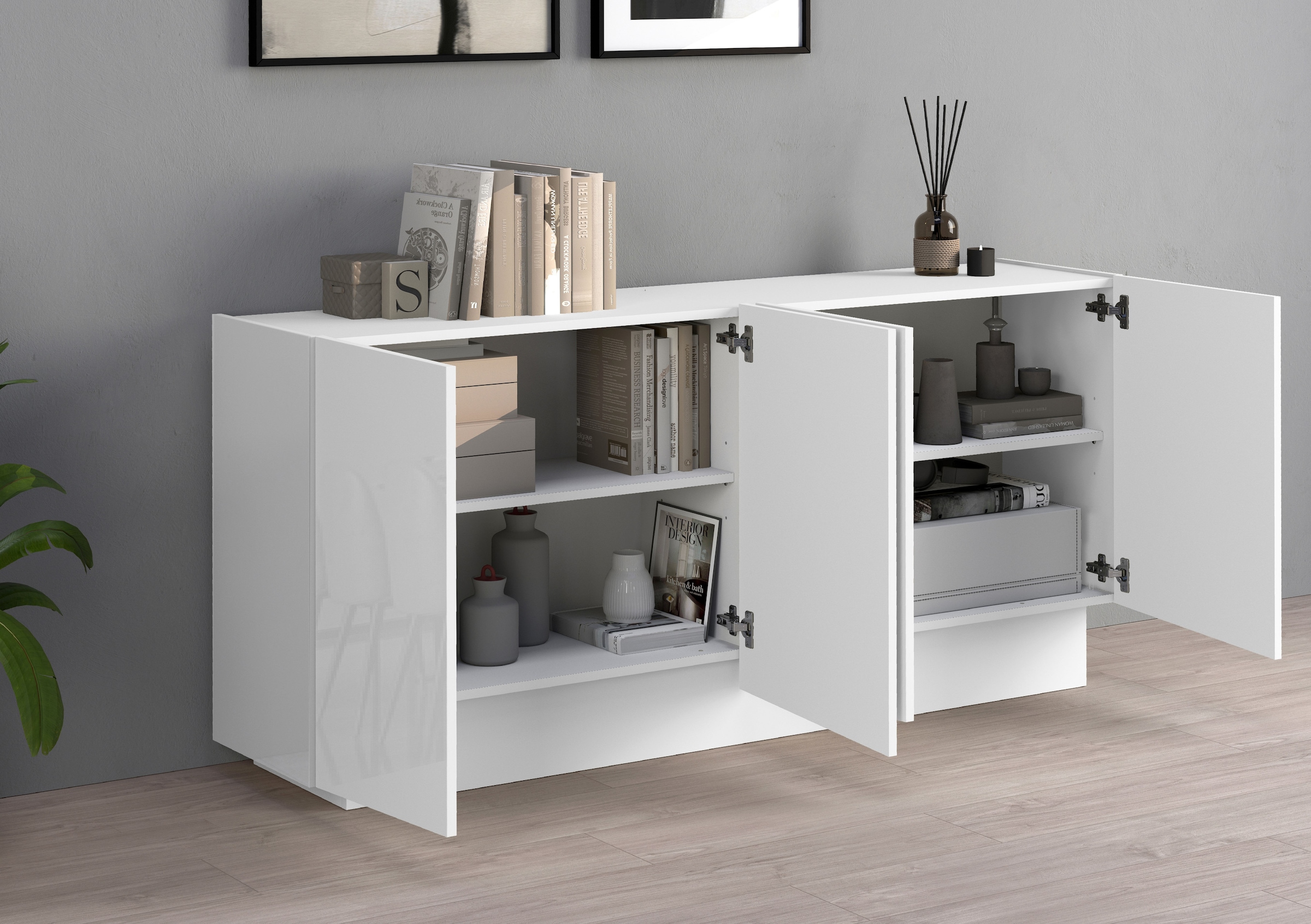 INOSIGN Sideboard »VELA, Sideboard, Breite 160 cm, Design mit schrägen Türen«, (1 St.), Made in Italy, Masse-B/T/H: 160x35x75,Sideboard, Anrichte, Kommode